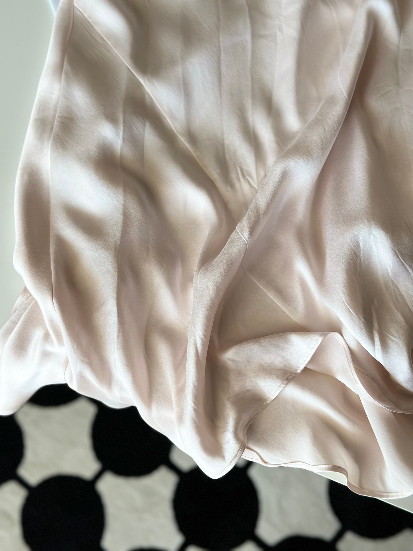 Stunning silk slip dress in pearl pink