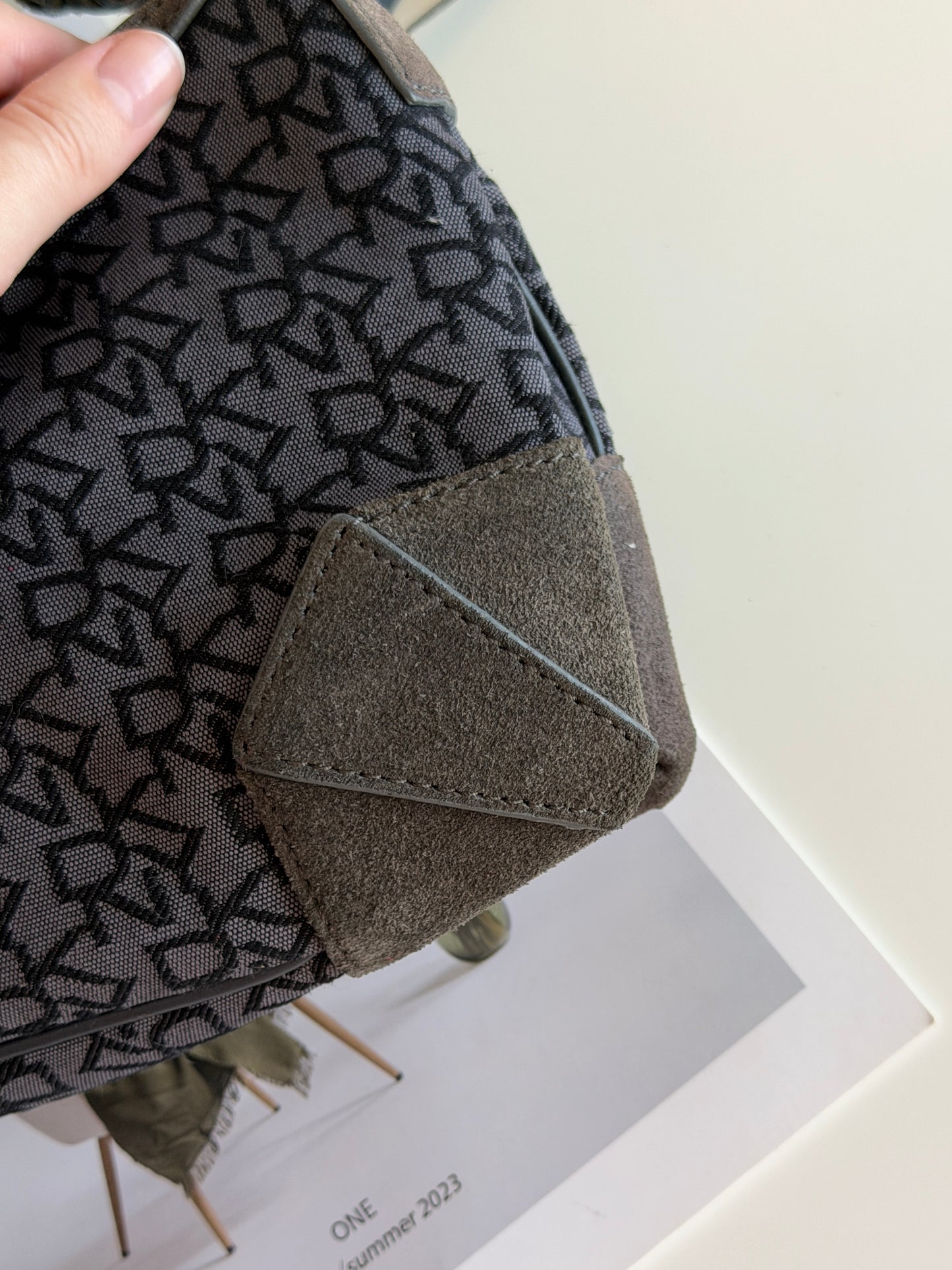 Chic vintage DKNY shoulder bag in rare dark grey colour