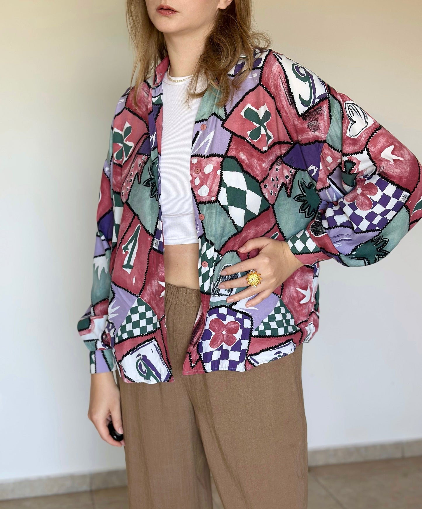 Bold vintage viscose blouse