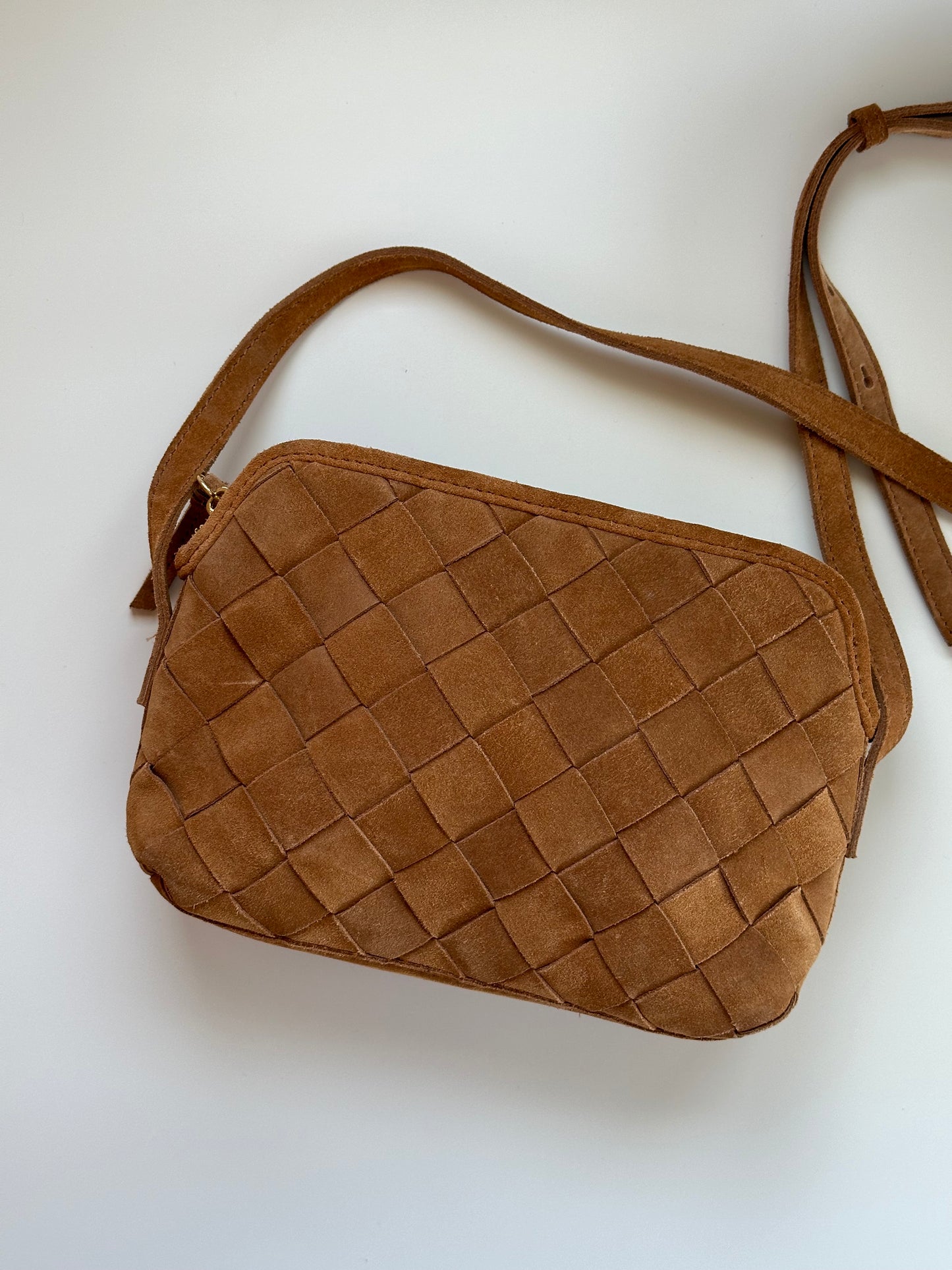 Suede caramel bag