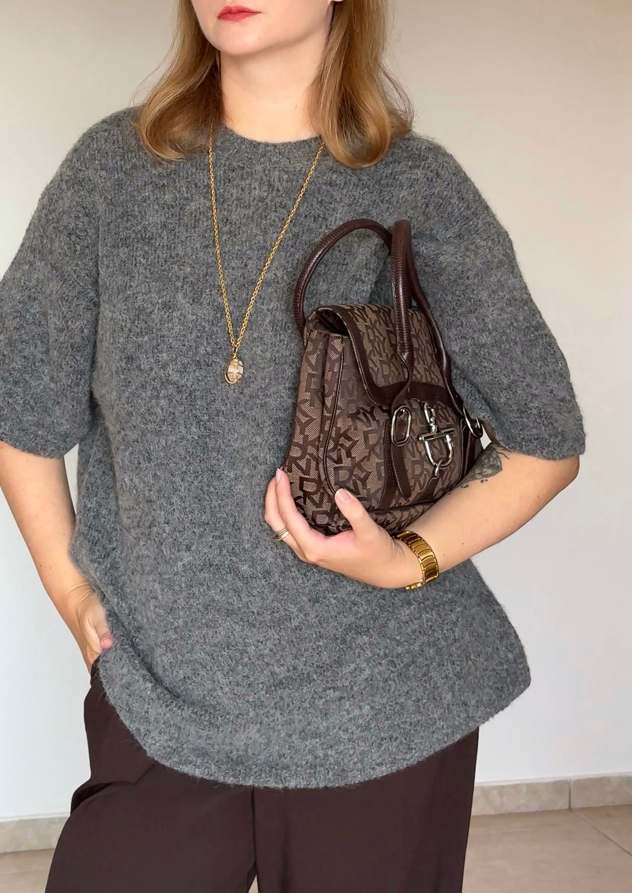 Vintage brown monogram bag DKNY