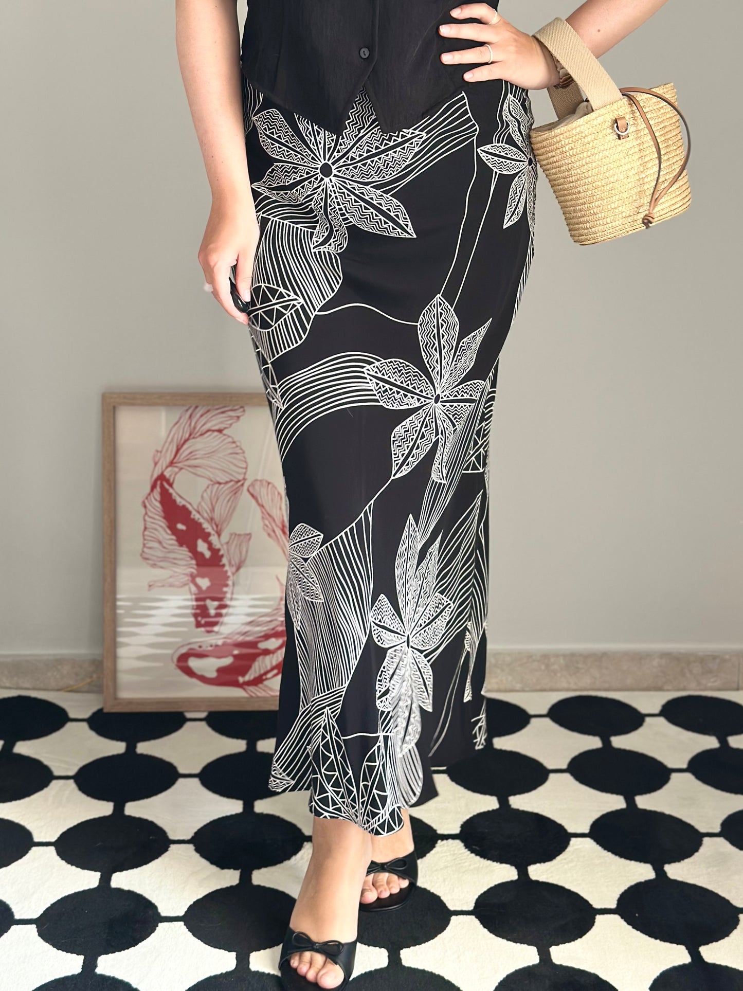 Stunning vintage maxi viscose skirt by Wallis