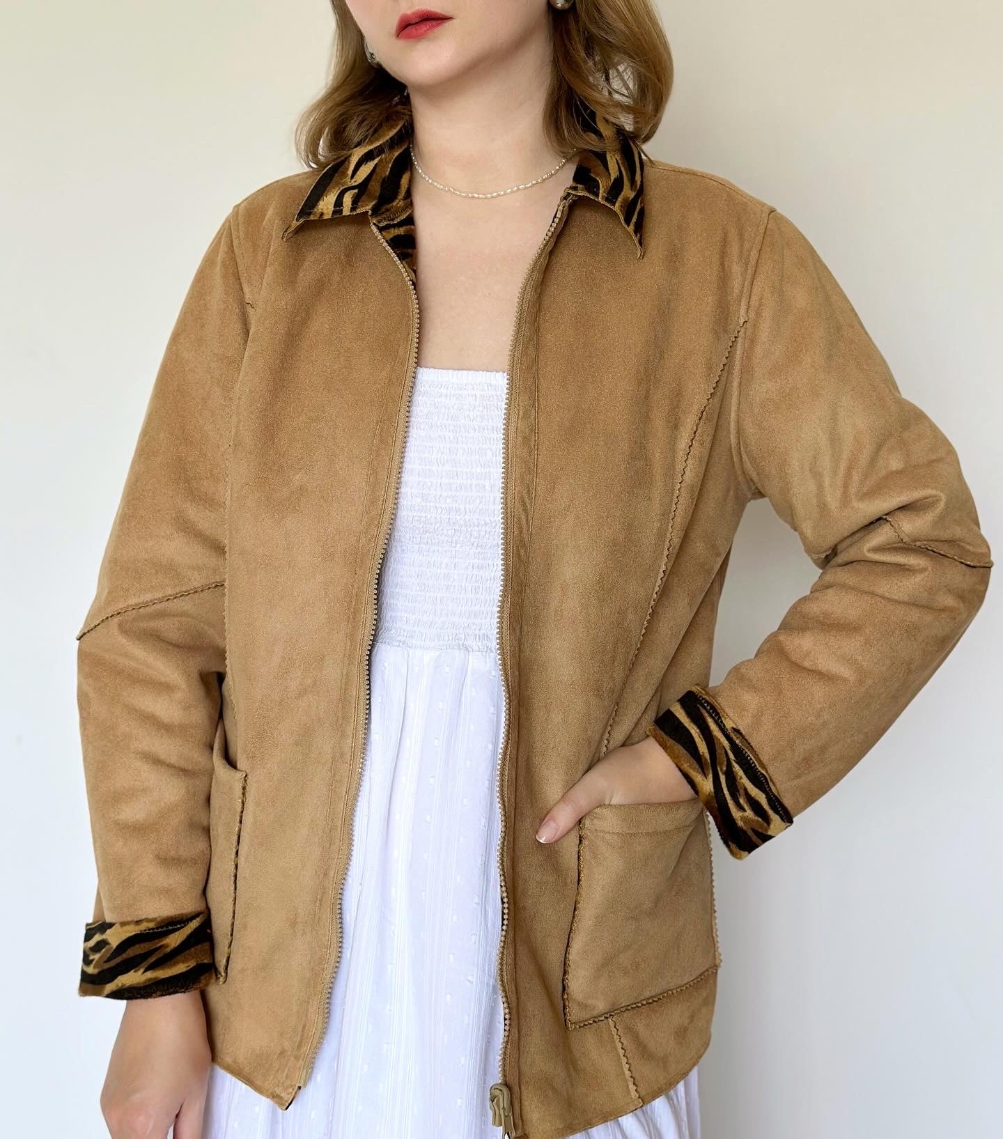 Vintage caramel jacket with 2 sides