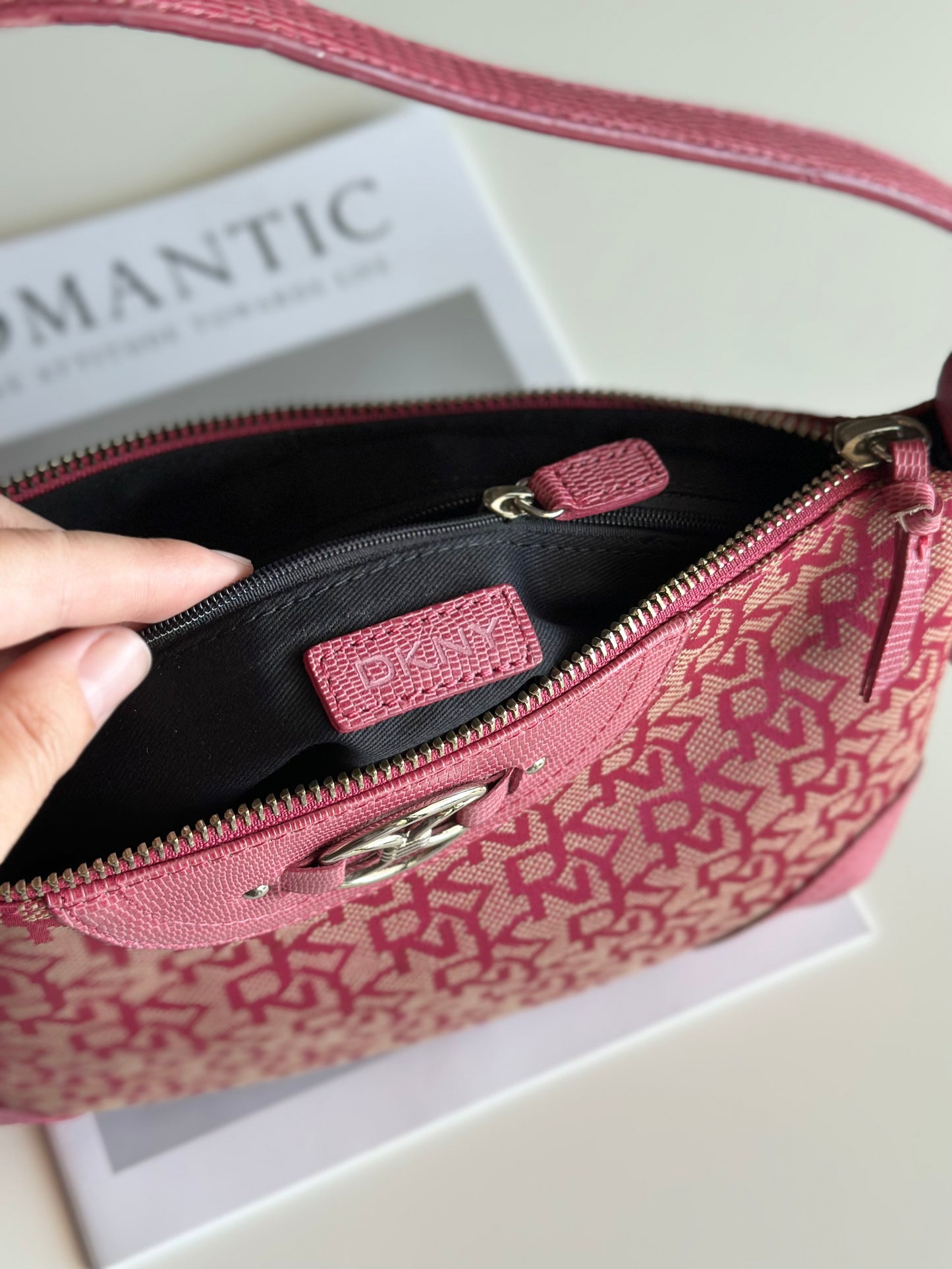Vintage pink DKNY baguette bag