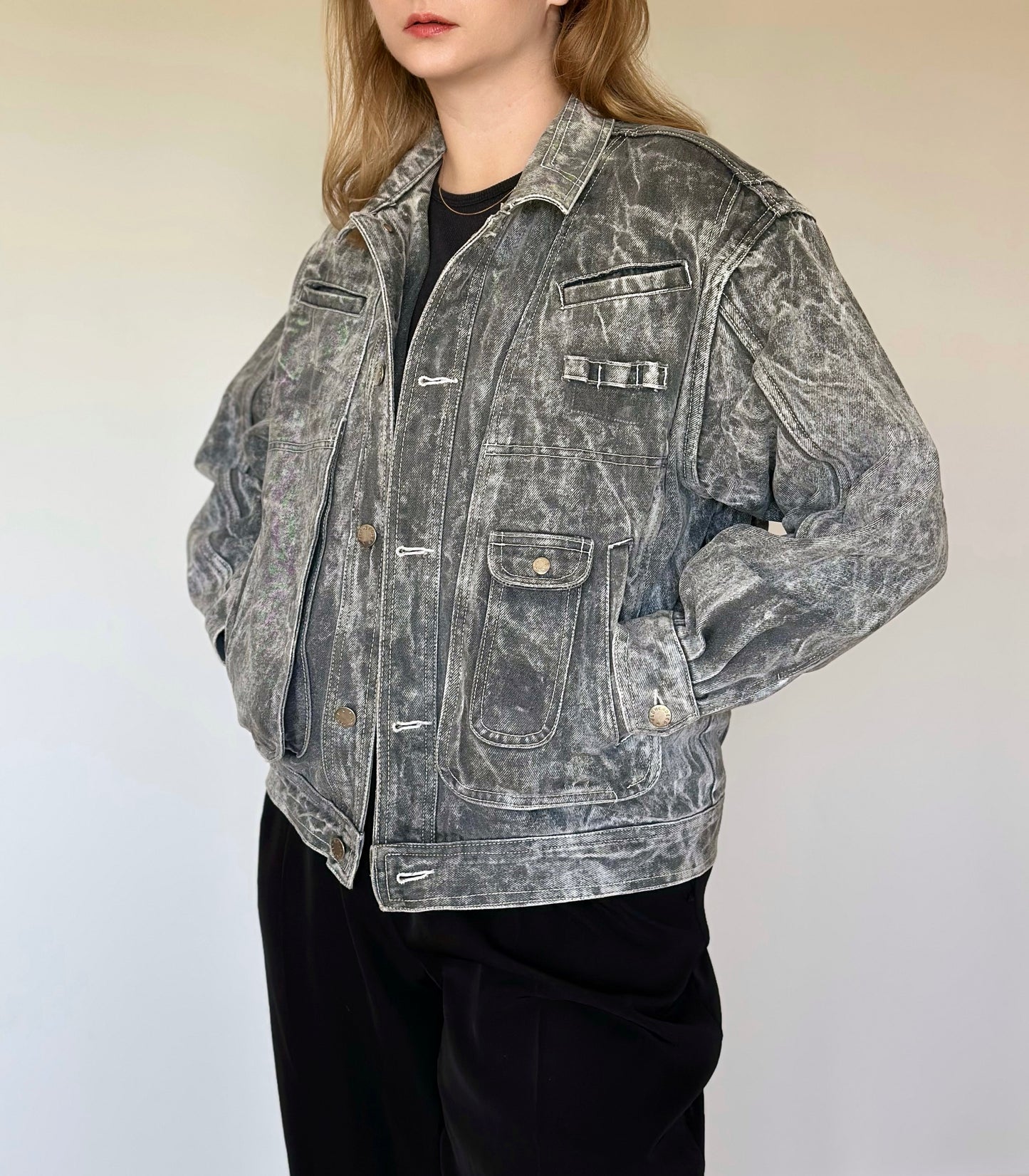 Stunning vintage grey denim jacket