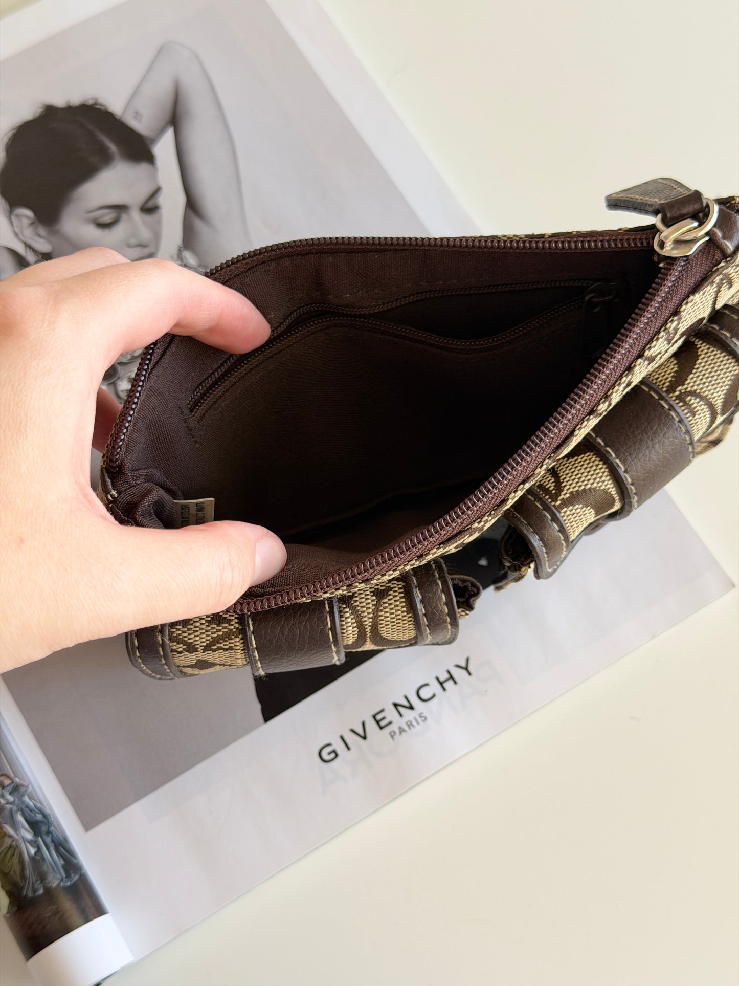 Vintage brown monogram wristlet (Coach style)