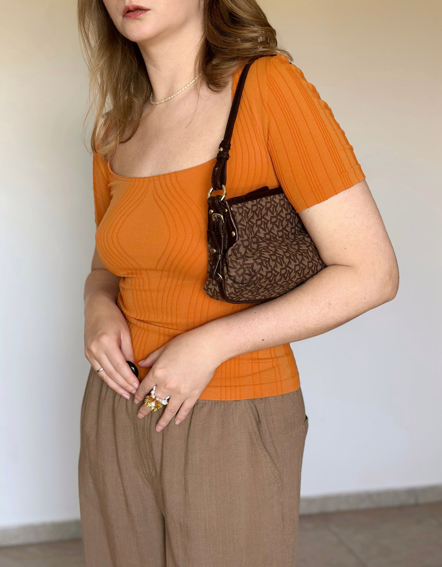 Vintage Wolford top in a striking orange hue
