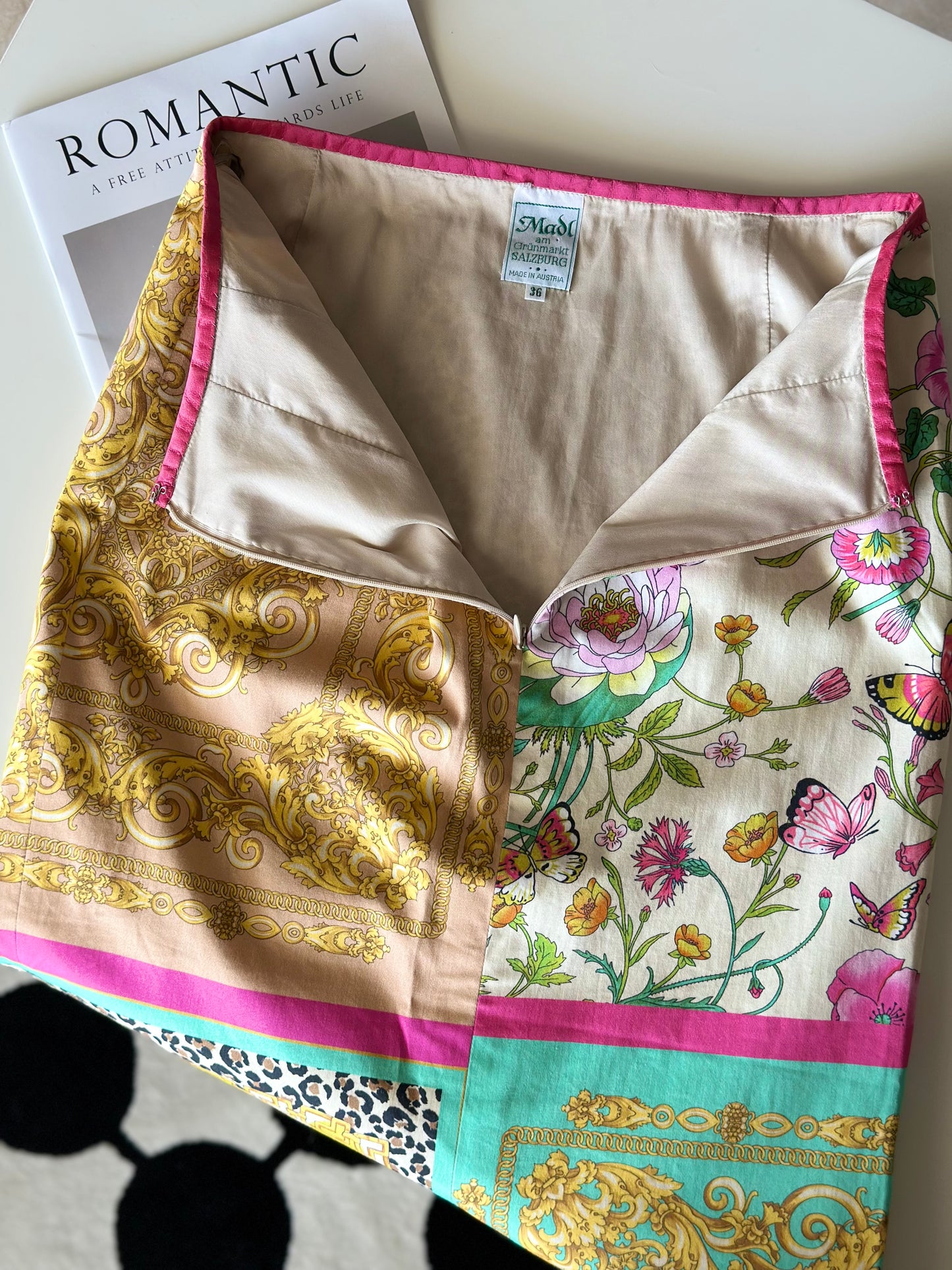Unique vintage patchwork skirt by Austrian designer