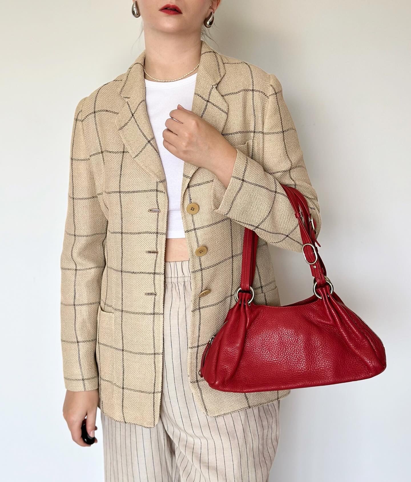 Vintage beige plaid blazer by Mani (Giorgio Armani line)