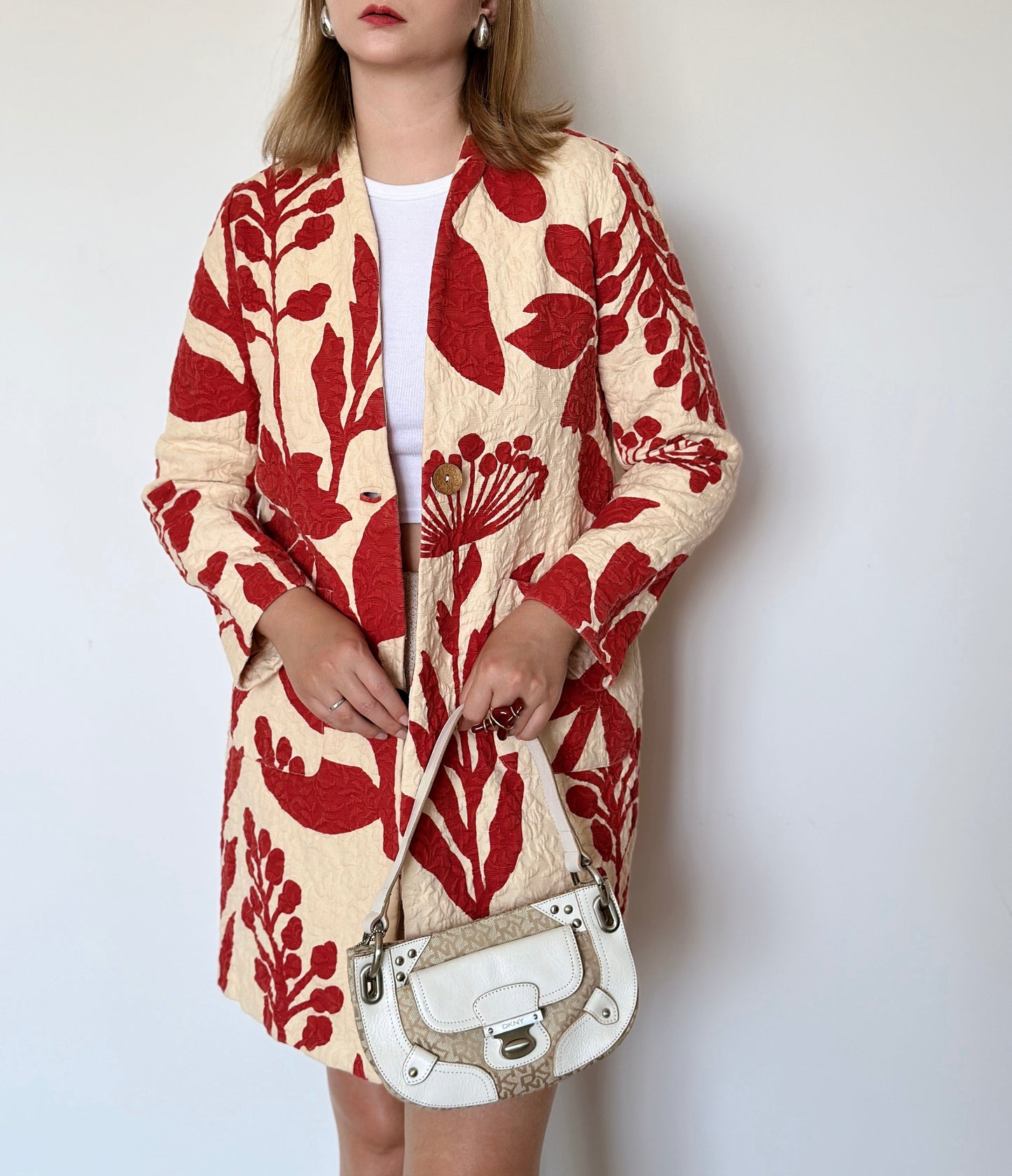 Stunning printed long cotton jacket