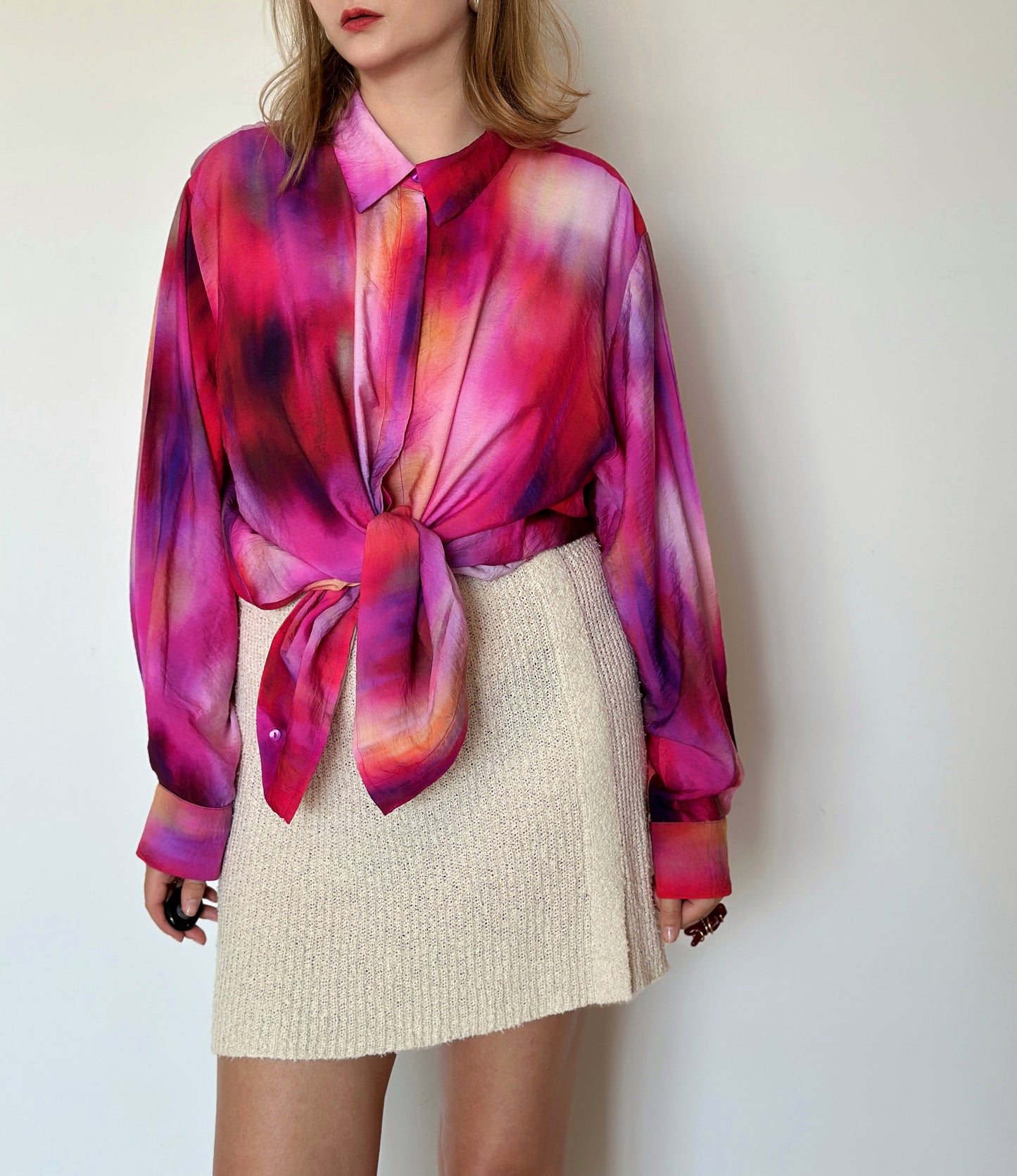 Amazing viscose pink oversized shirt