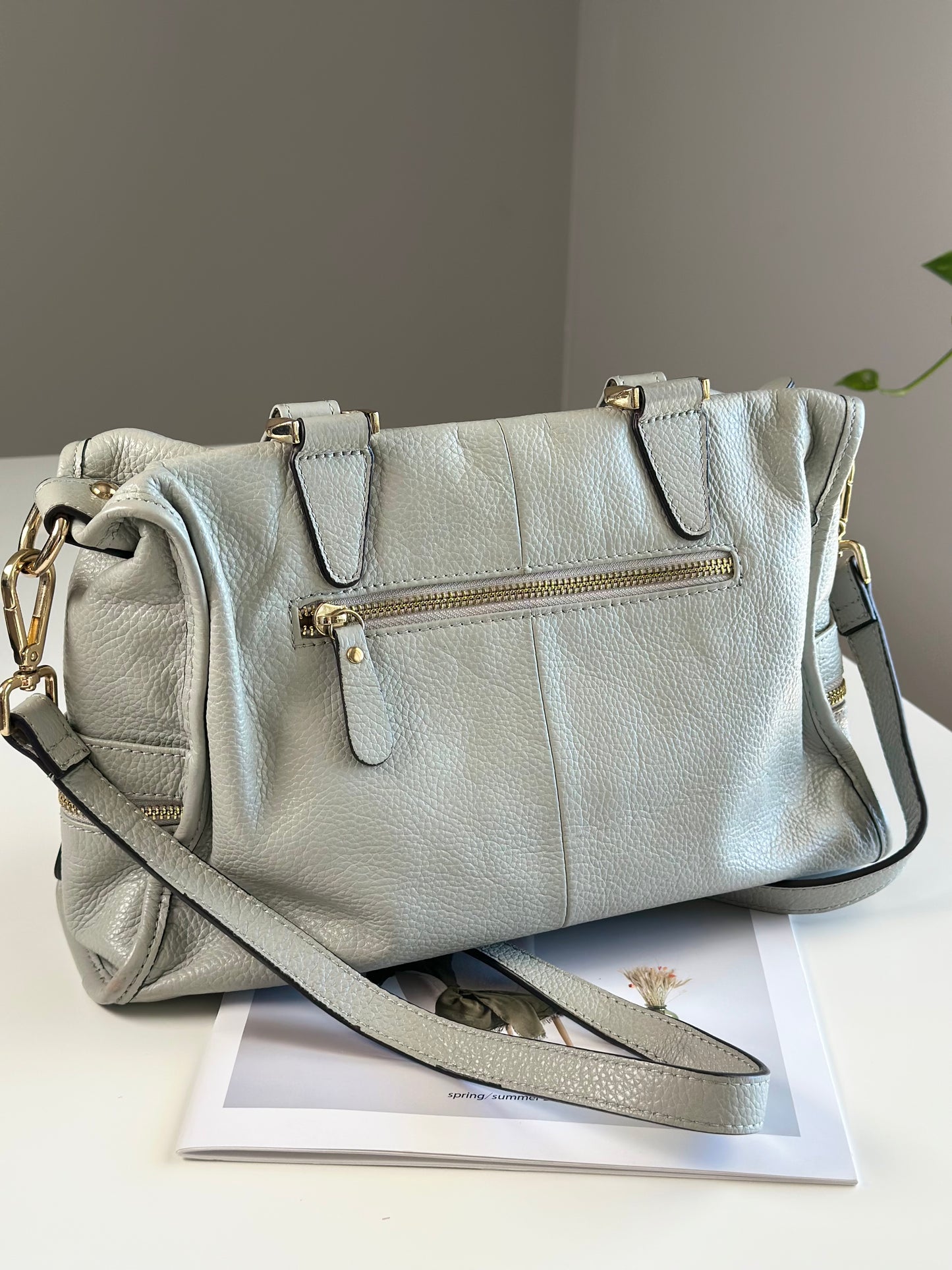 Elegant grey leather handbag from Smith & Canova (England)