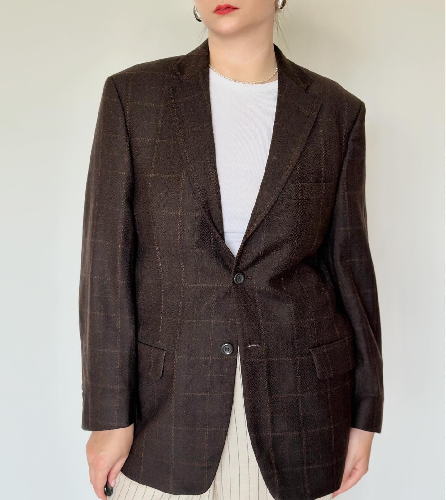 Vintage oversized wool plaid blazer