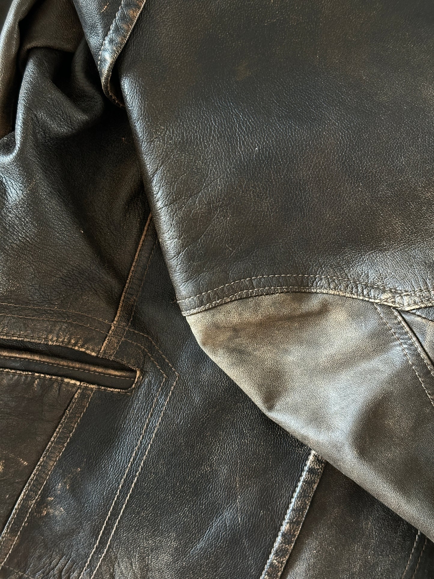Trendy vintage distressed leather jacket