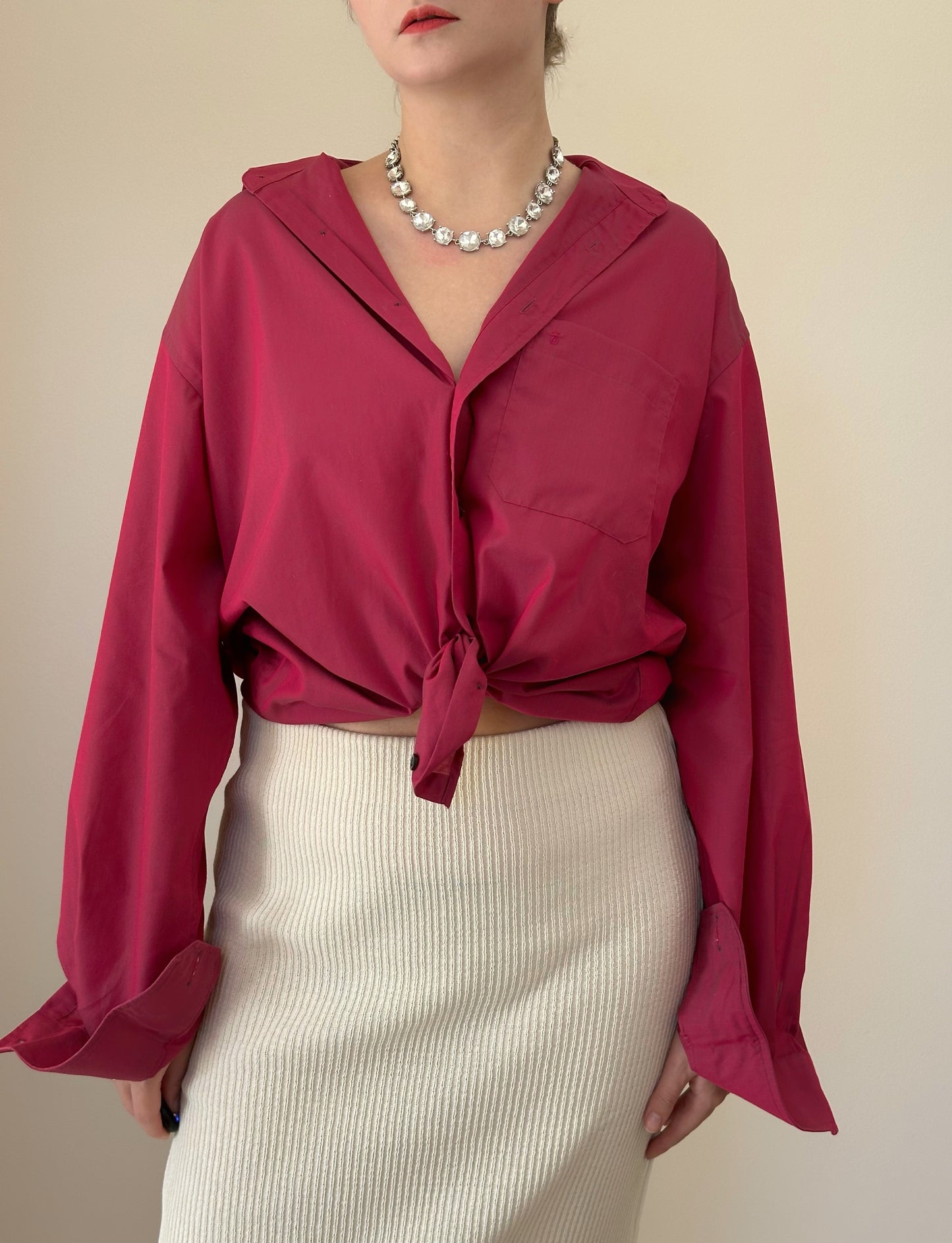 Beautiful vintage men's shirt made of a thin cotton fabric with a light sheen