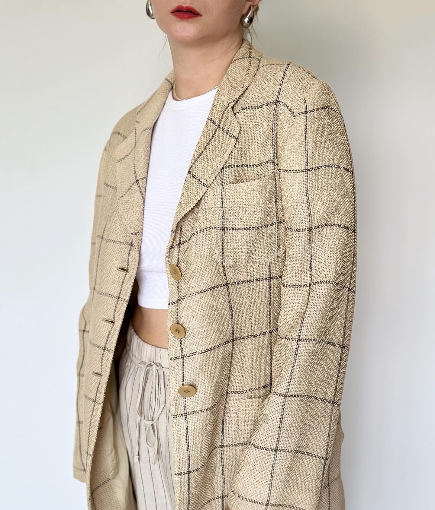Vintage beige plaid blazer by Mani (Giorgio Armani line)