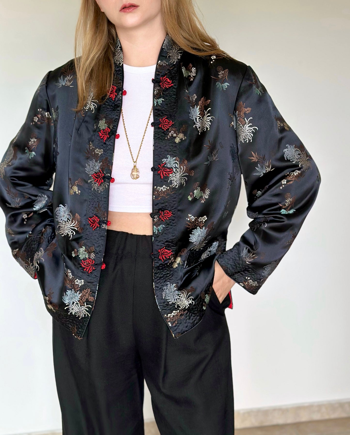 Stunning vintage silk reversible Asian jacket