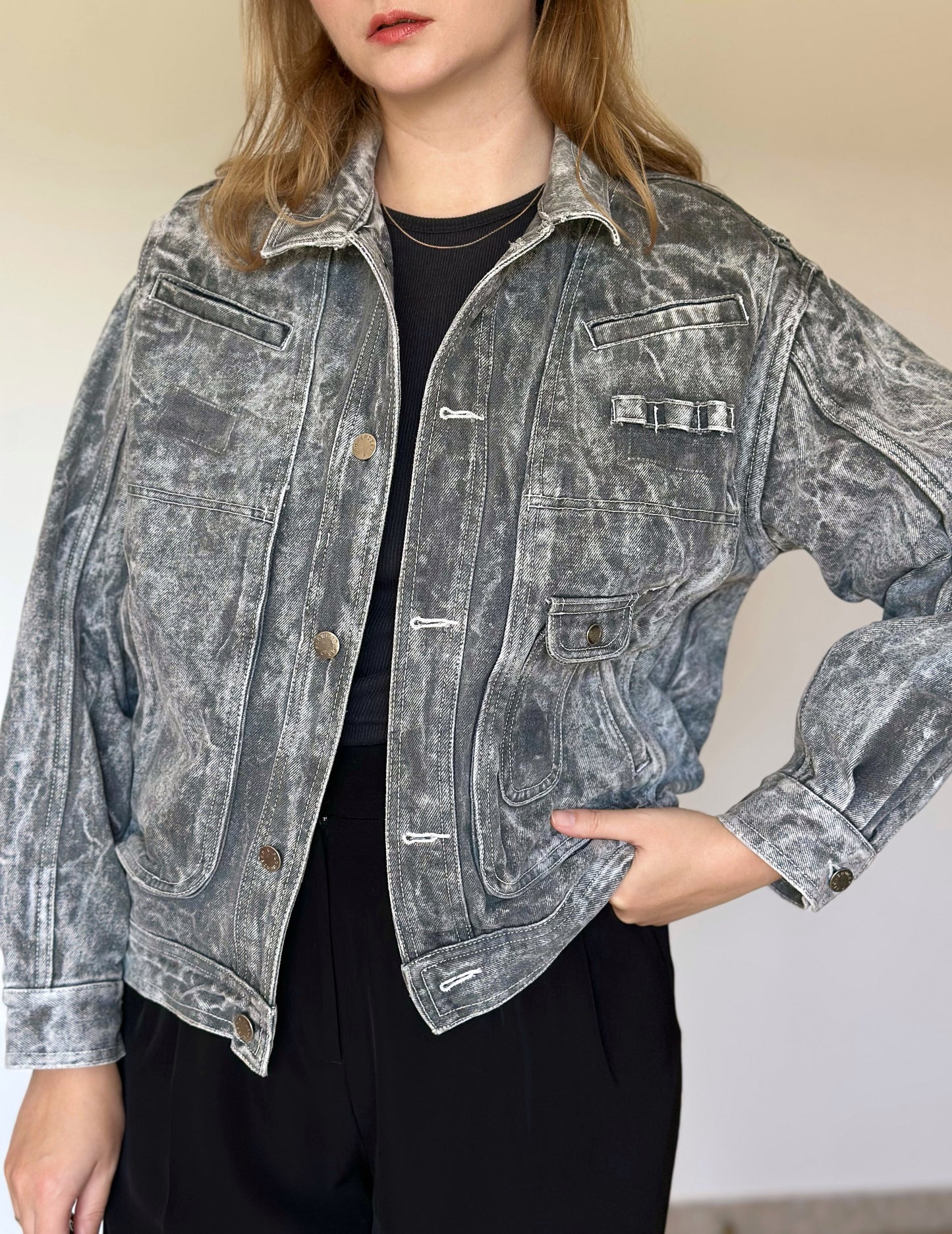 Stunning vintage grey denim jacket