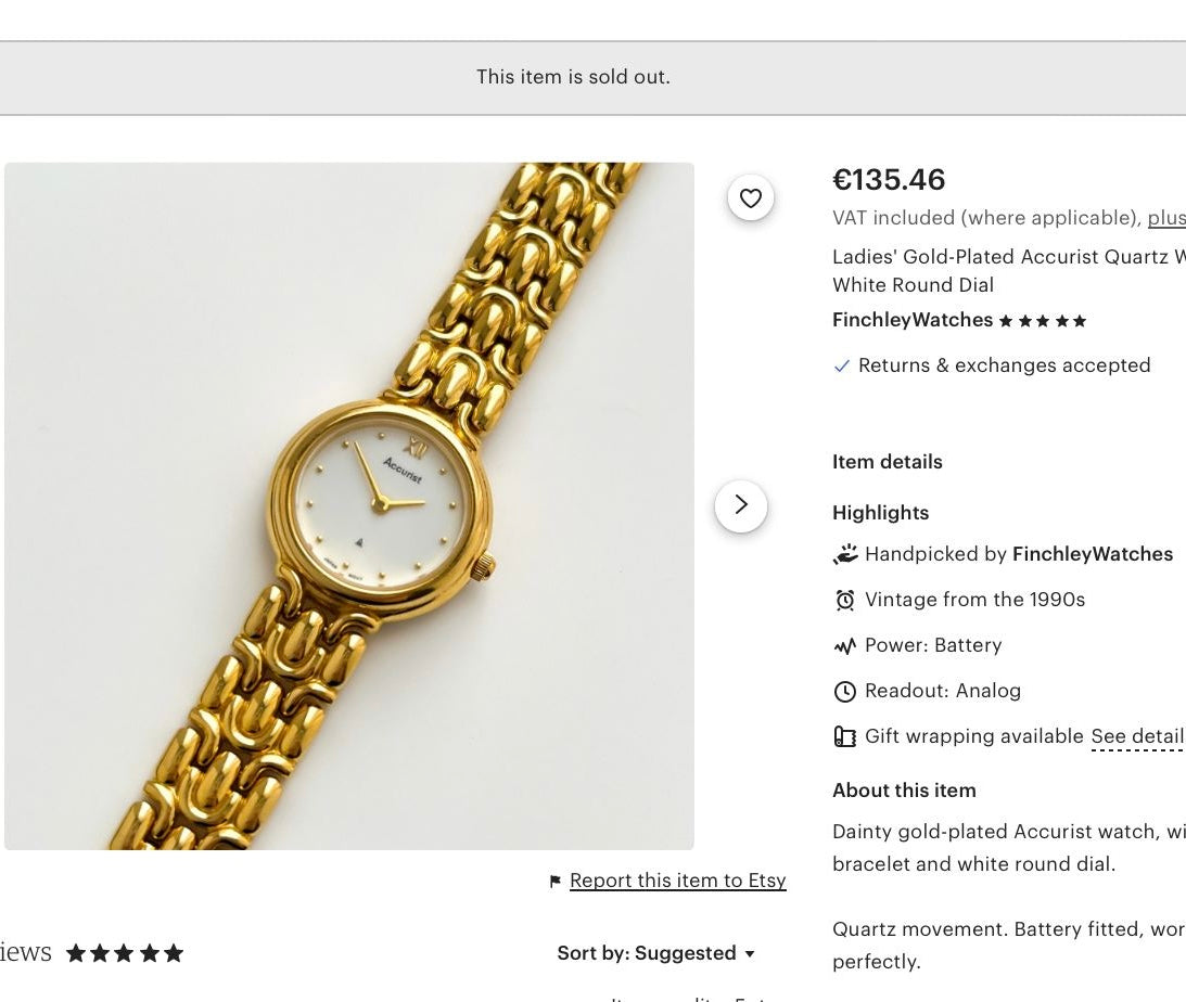 Incredible gold-plated vintage watch Accurist