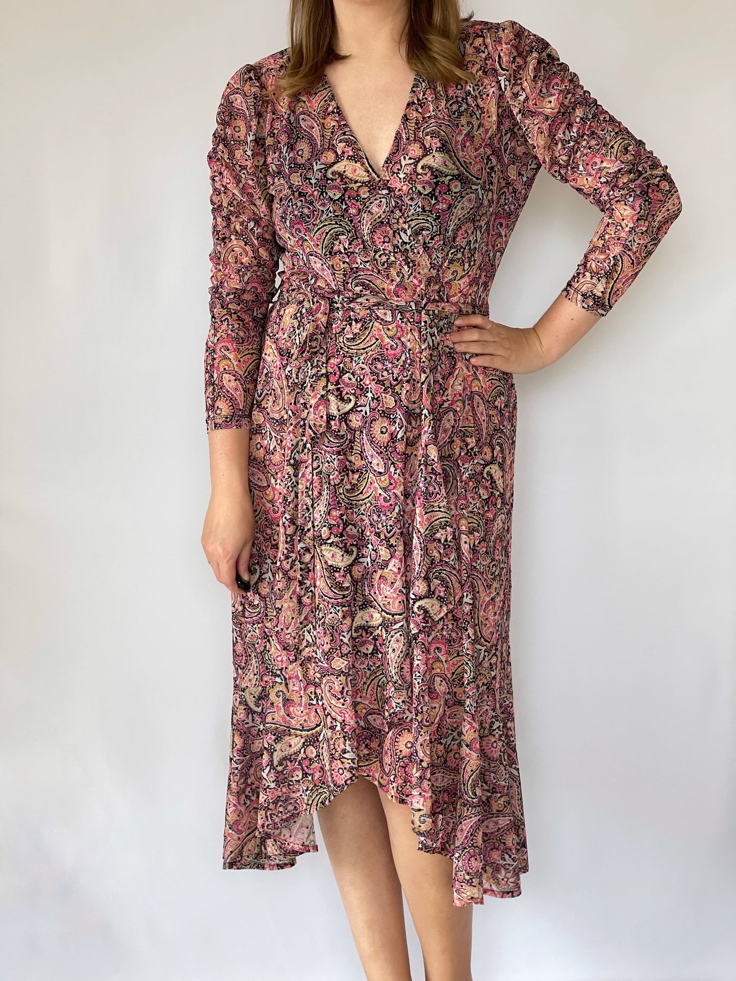 Beautiful semi-sheer wrap dress with belt from Next