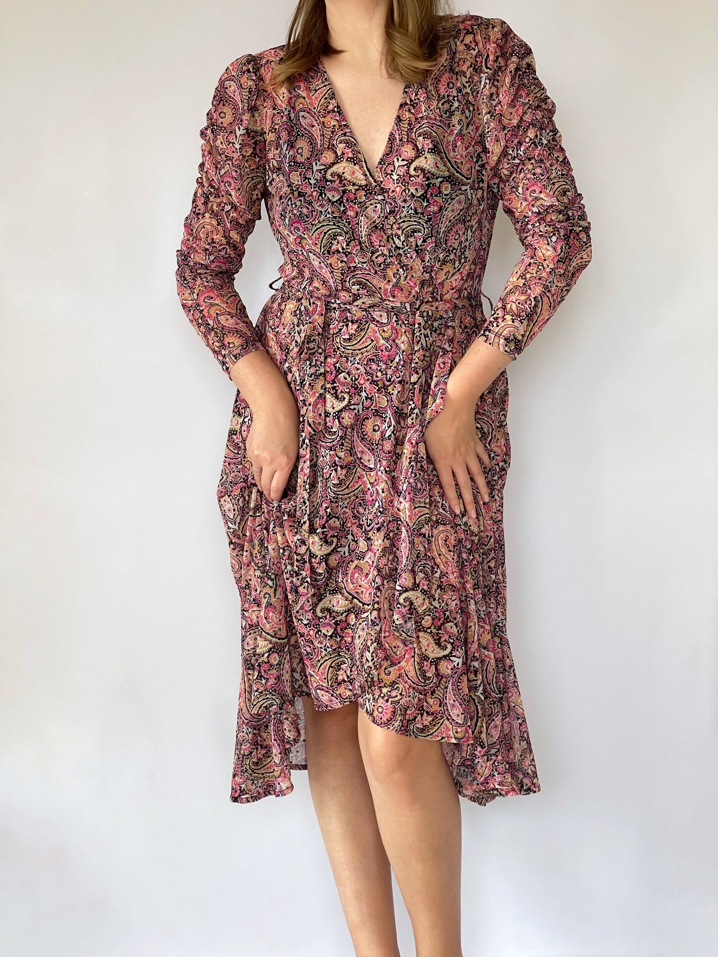 Beautiful semi-sheer wrap dress with belt from Next