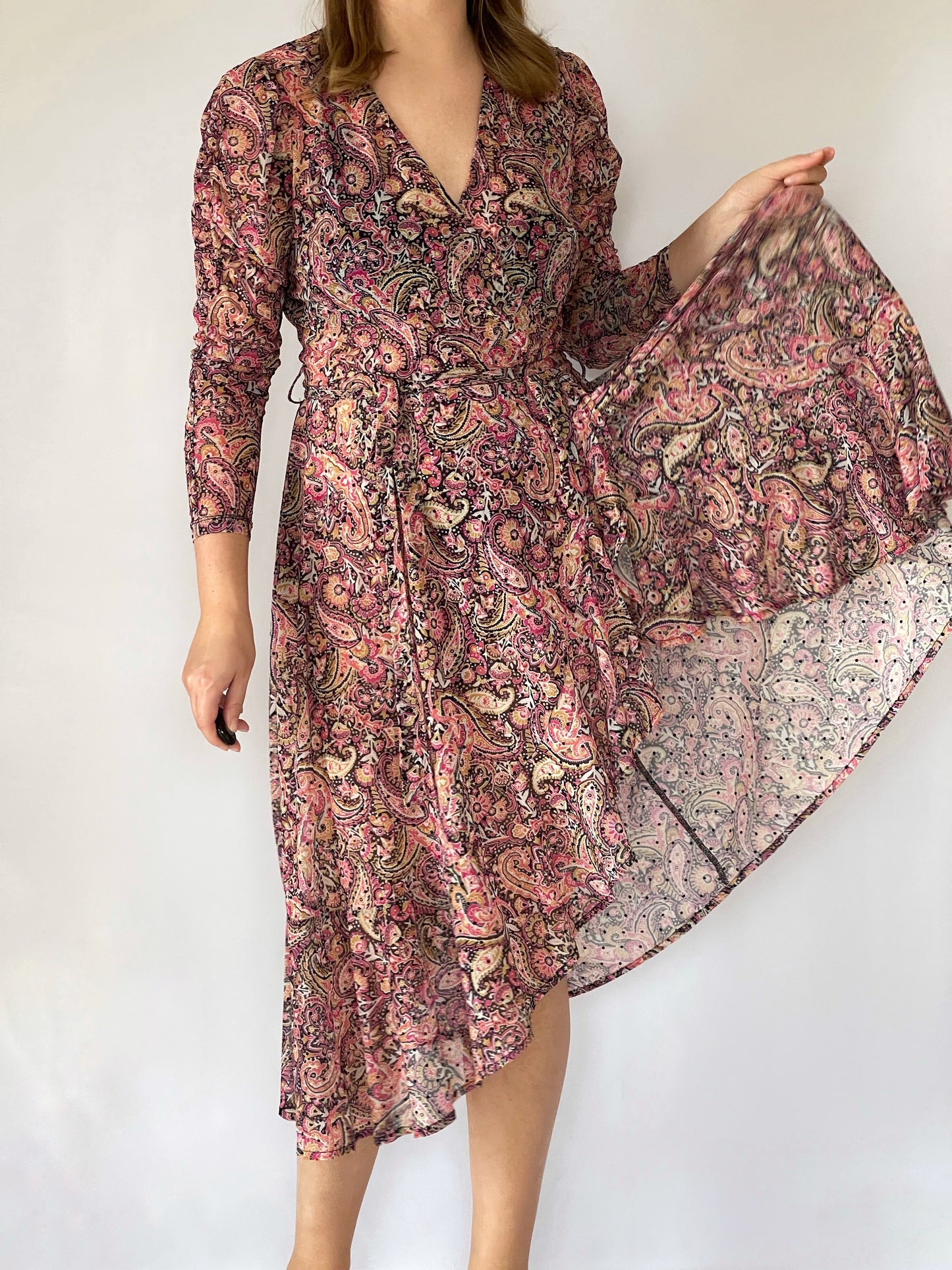 Beautiful semi-sheer wrap dress with belt from Next