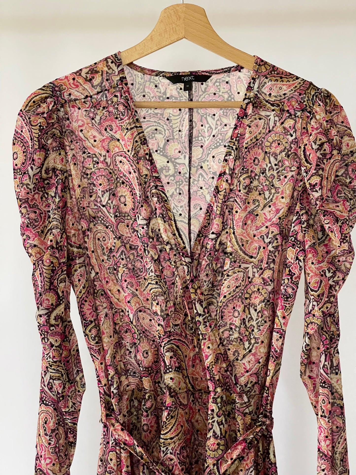 Beautiful semi-sheer wrap dress with belt from Next
