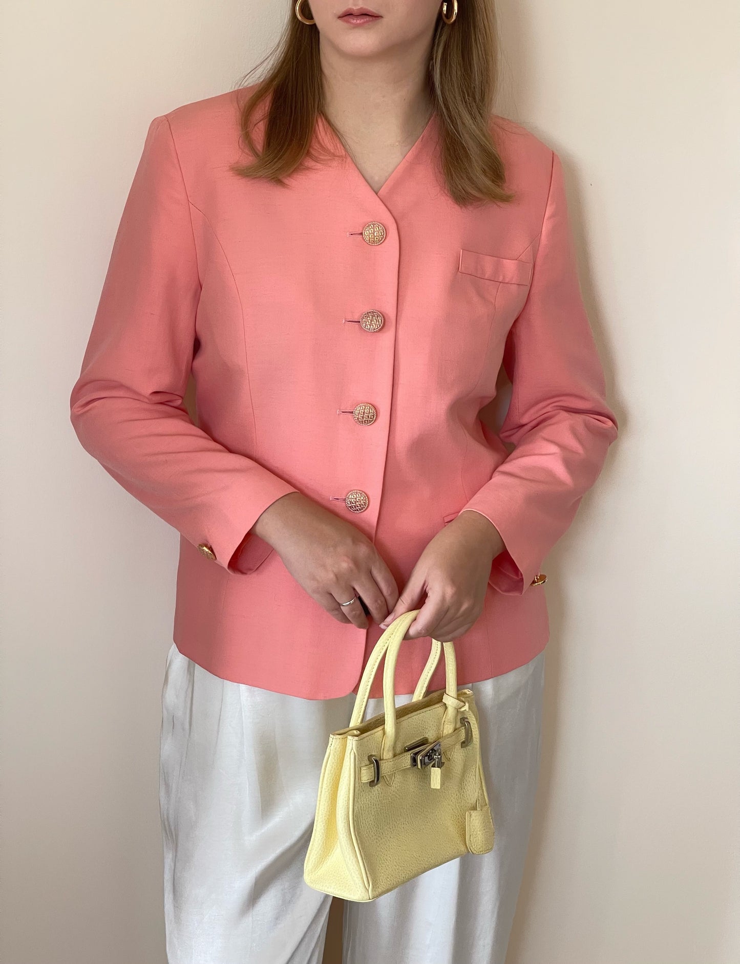 Vintage viscose/linen blazer in a beautiful coral shade