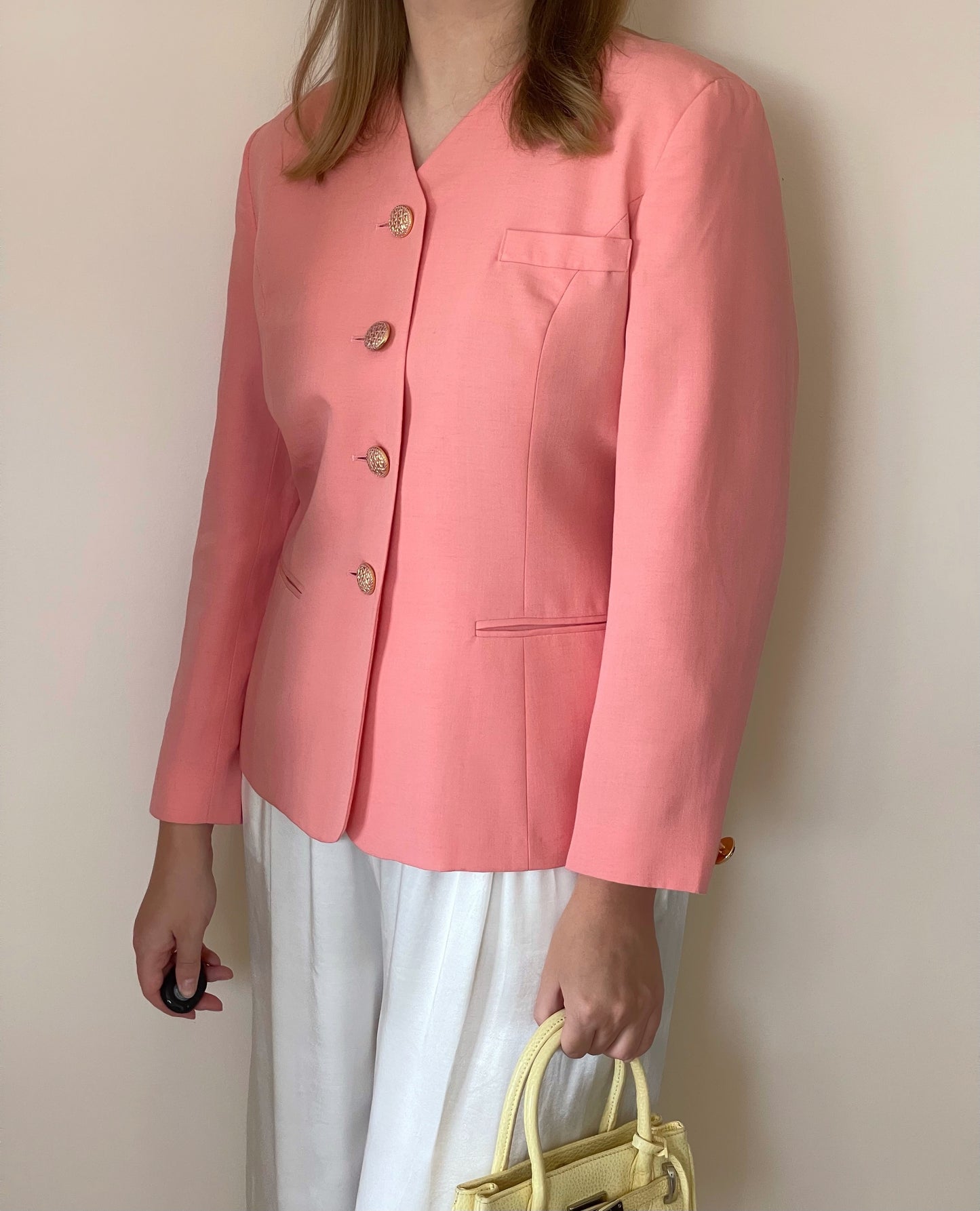 Vintage viscose/linen blazer in a beautiful coral shade