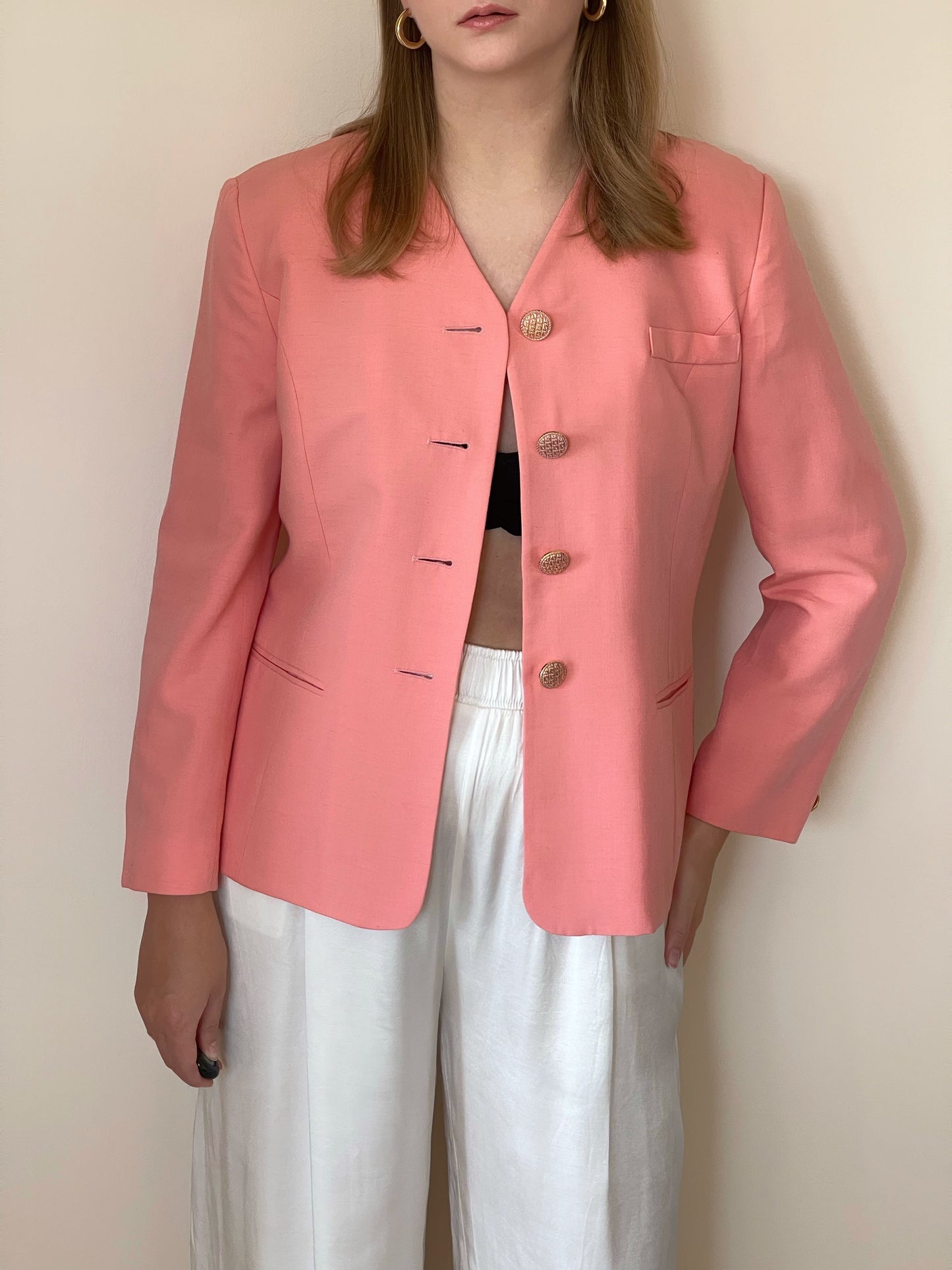 Vintage viscose/linen blazer in a beautiful coral shade