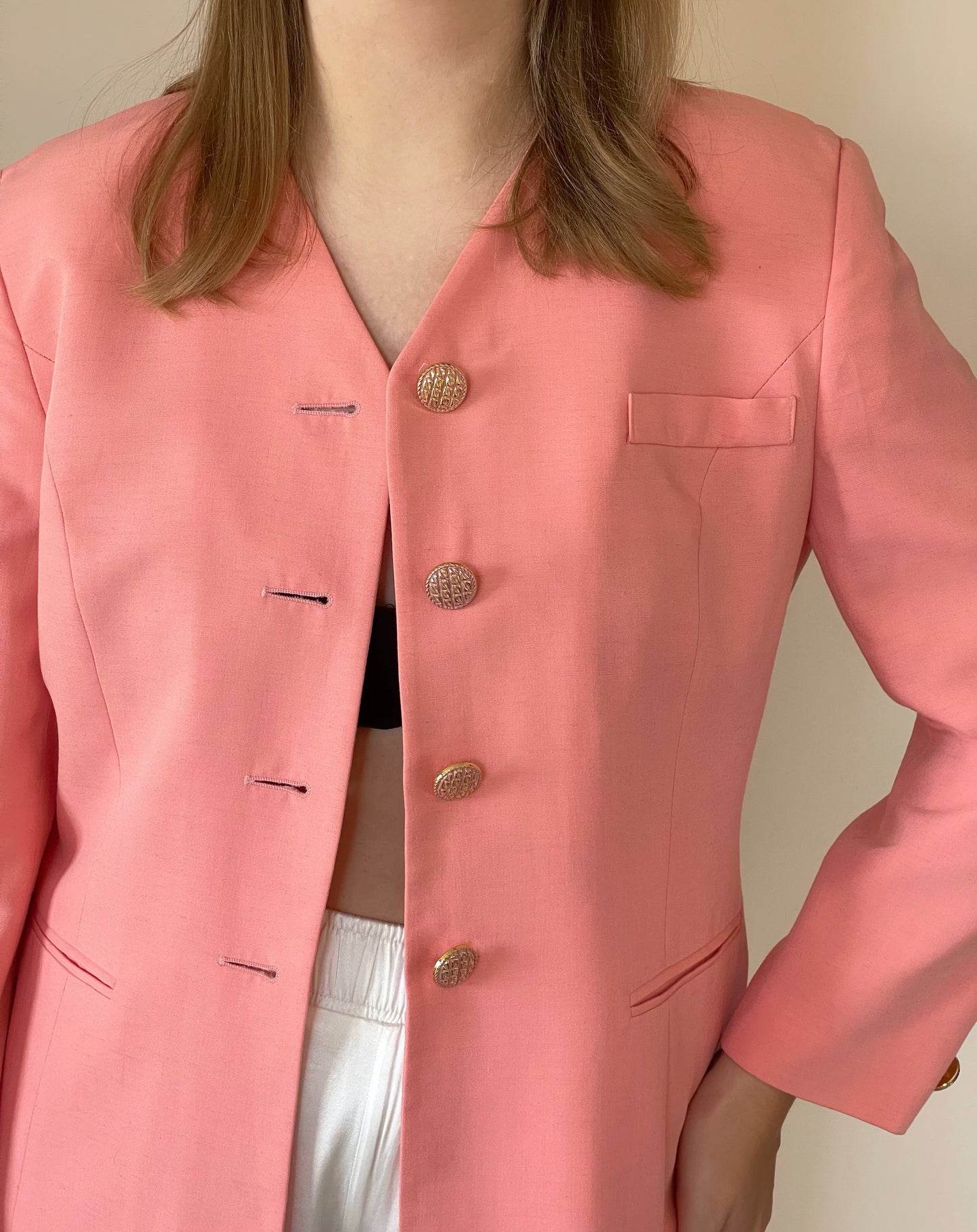 Vintage viscose/linen blazer in a beautiful coral shade