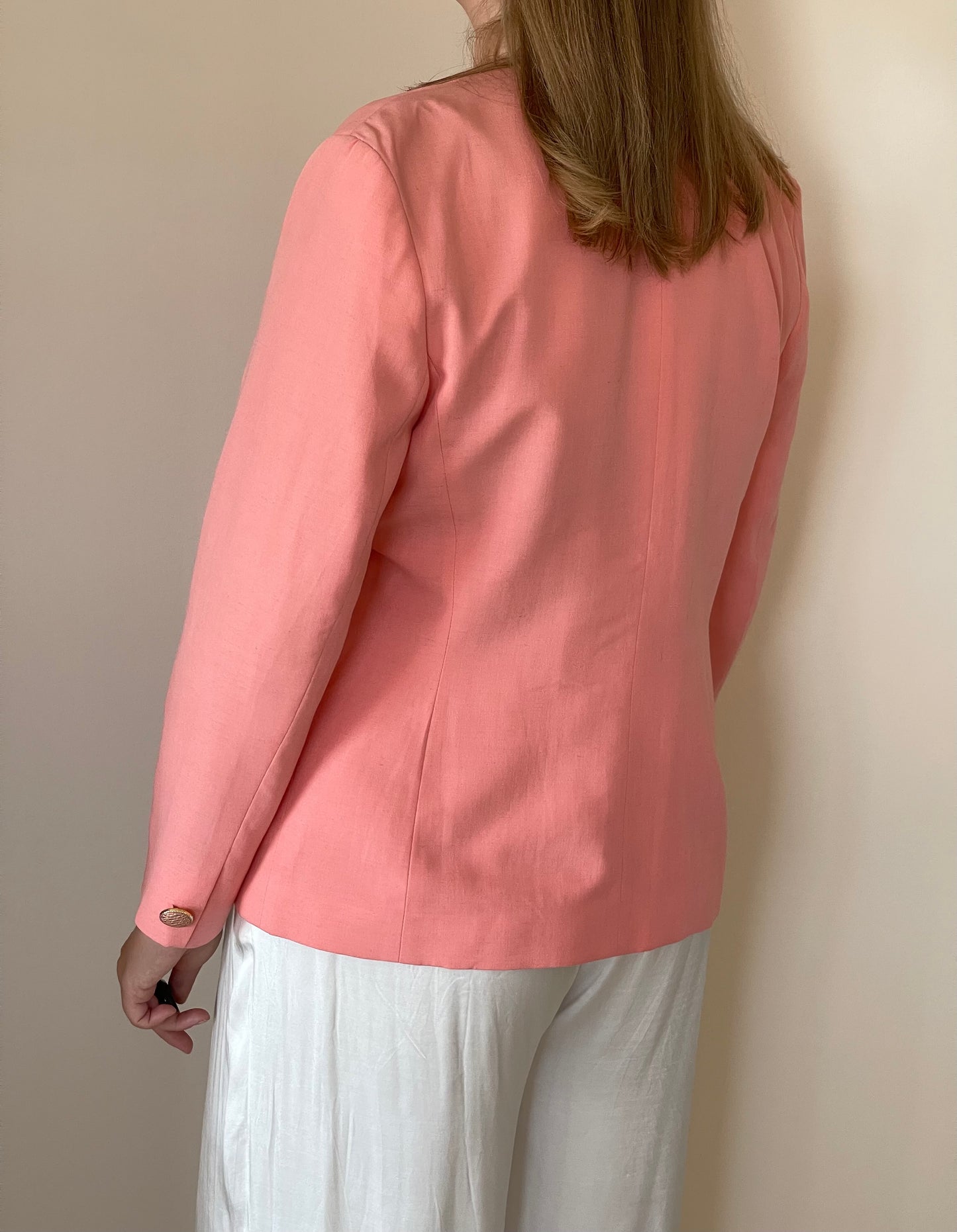 Vintage viscose/linen blazer in a beautiful coral shade