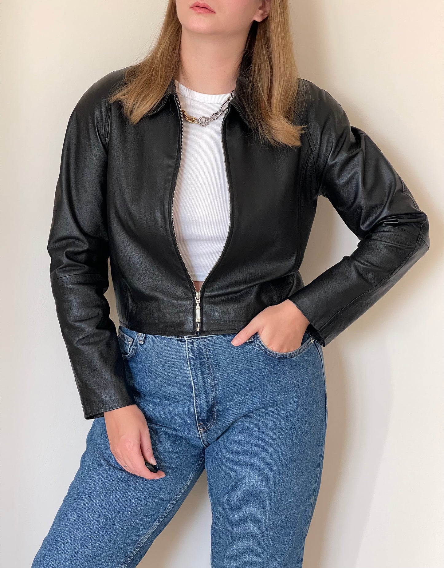 Vintage black leather jacket