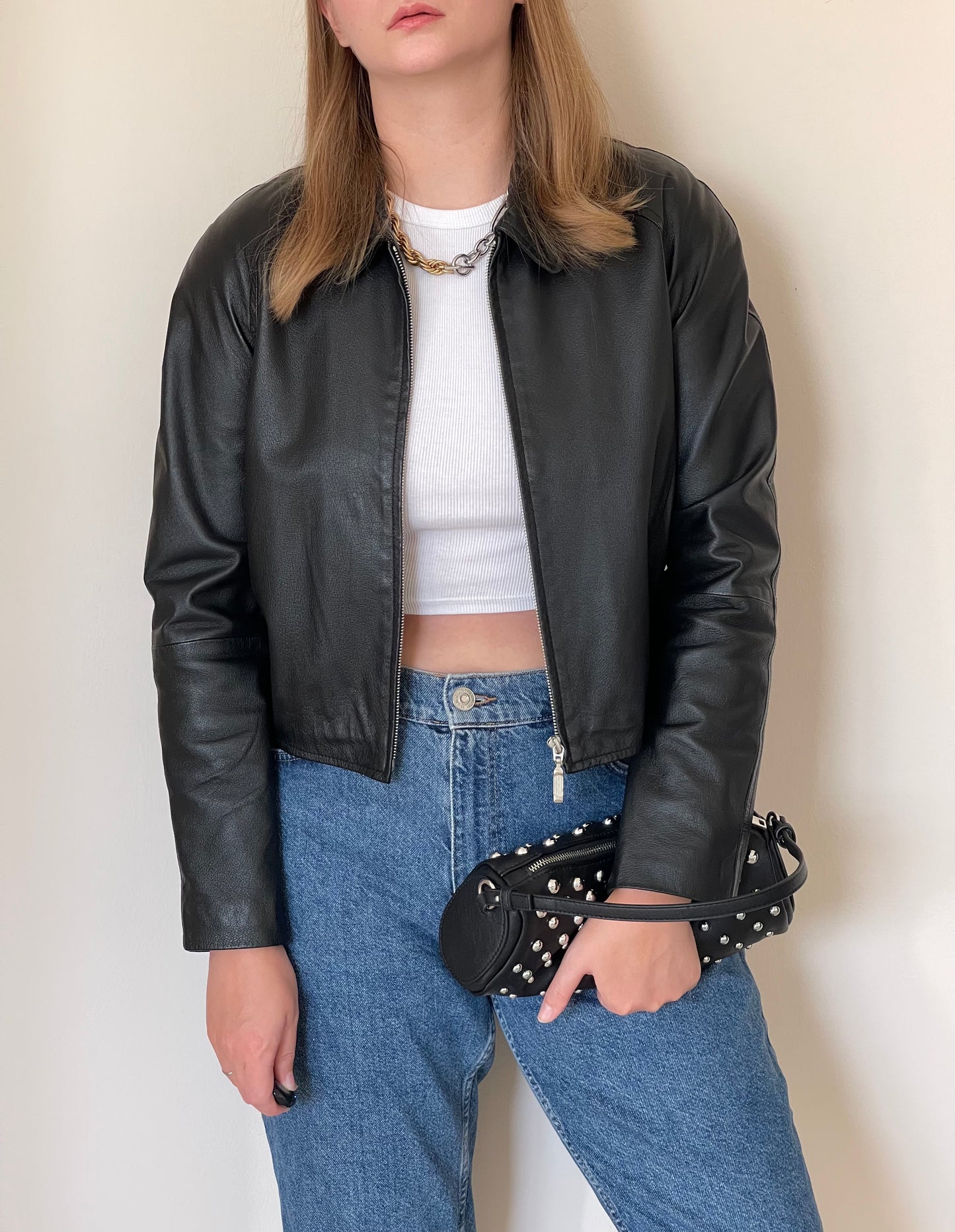 Vintage black leather jacket
