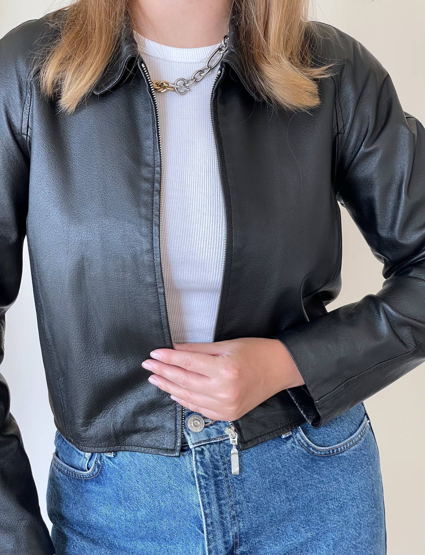 Vintage black leather jacket