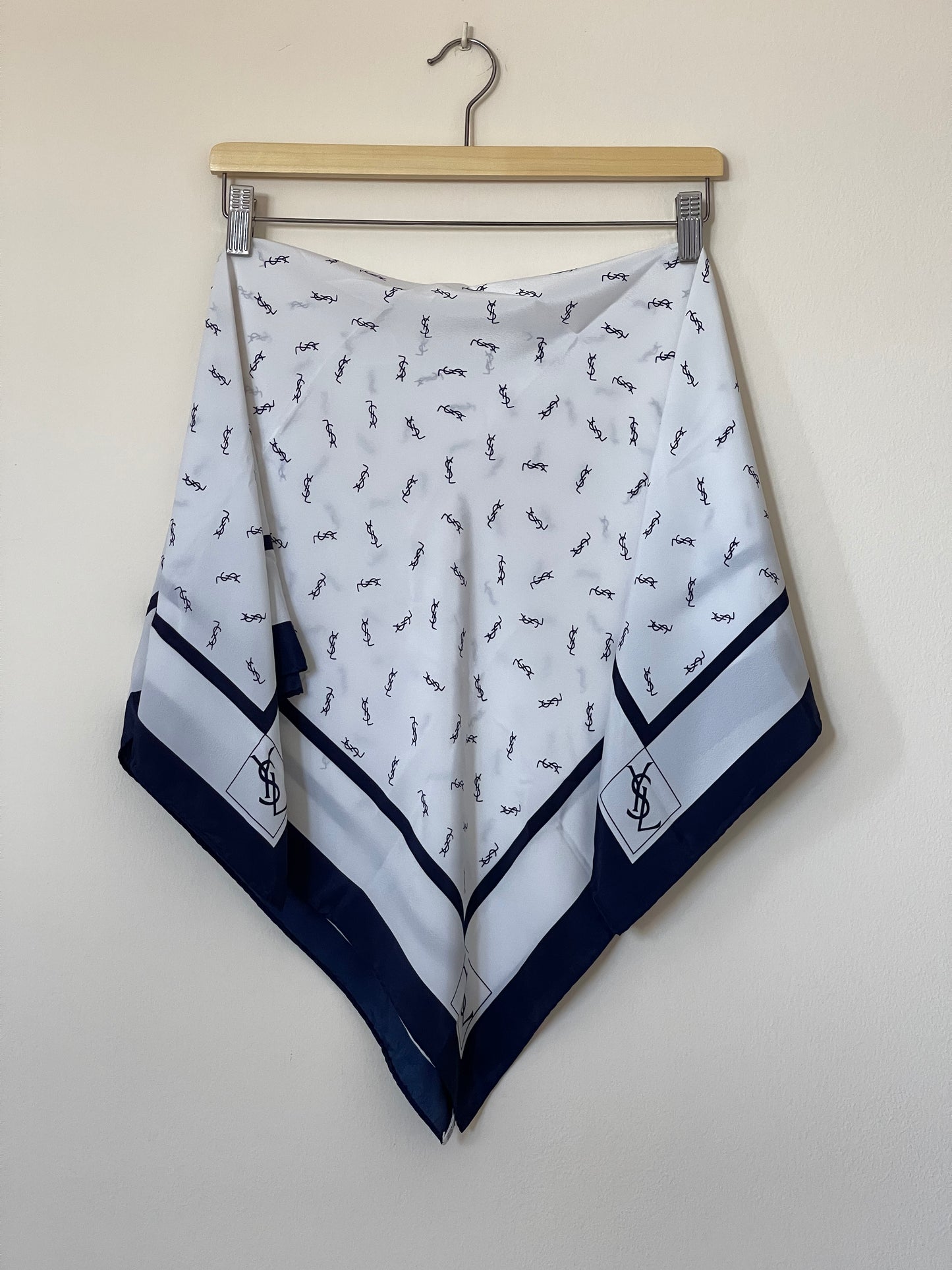 Gorgeous vintage Yves Saint Laurent logo silk scarf