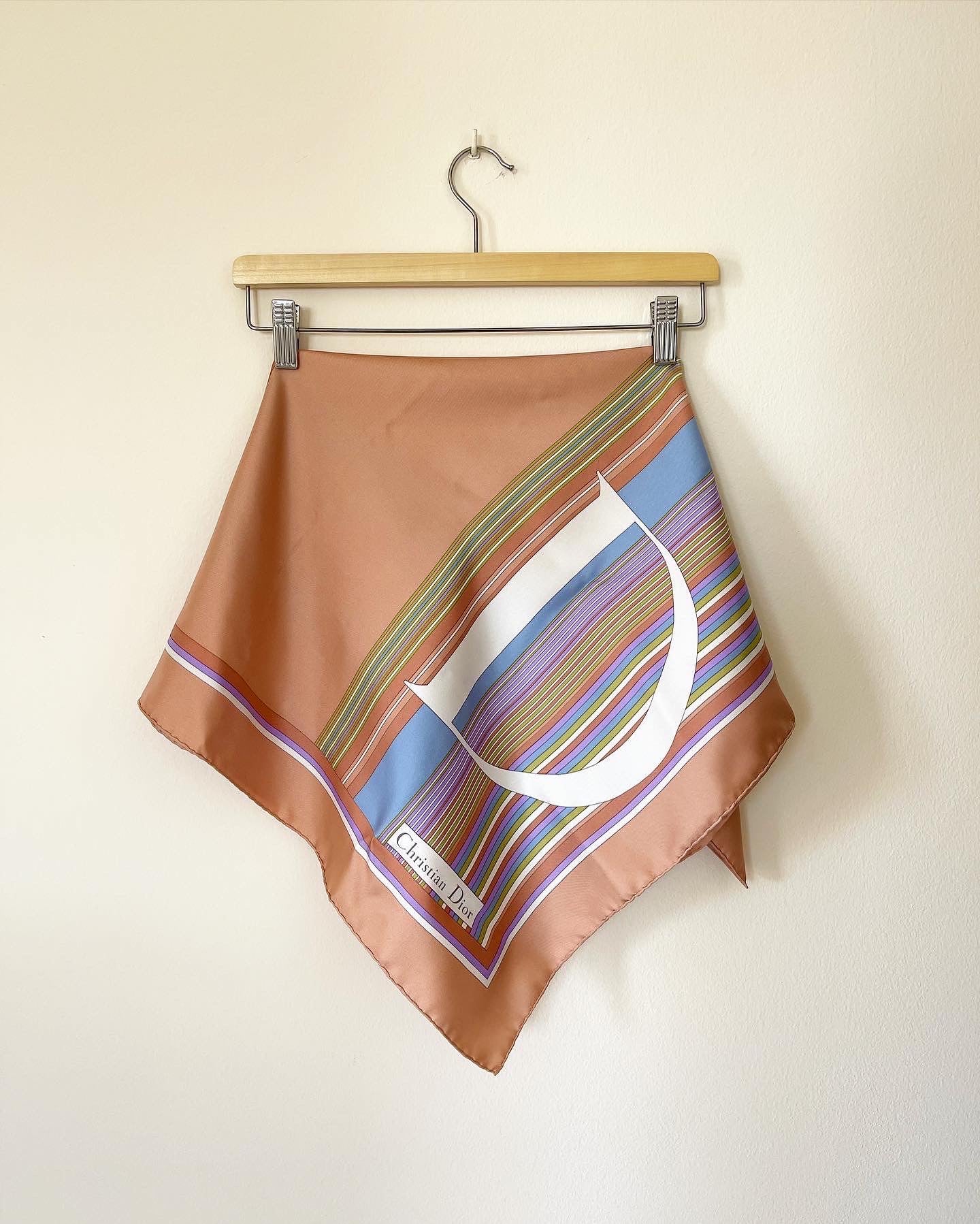 Stunning authentic vintage Christian Dior silk scarf with hand rolled edges