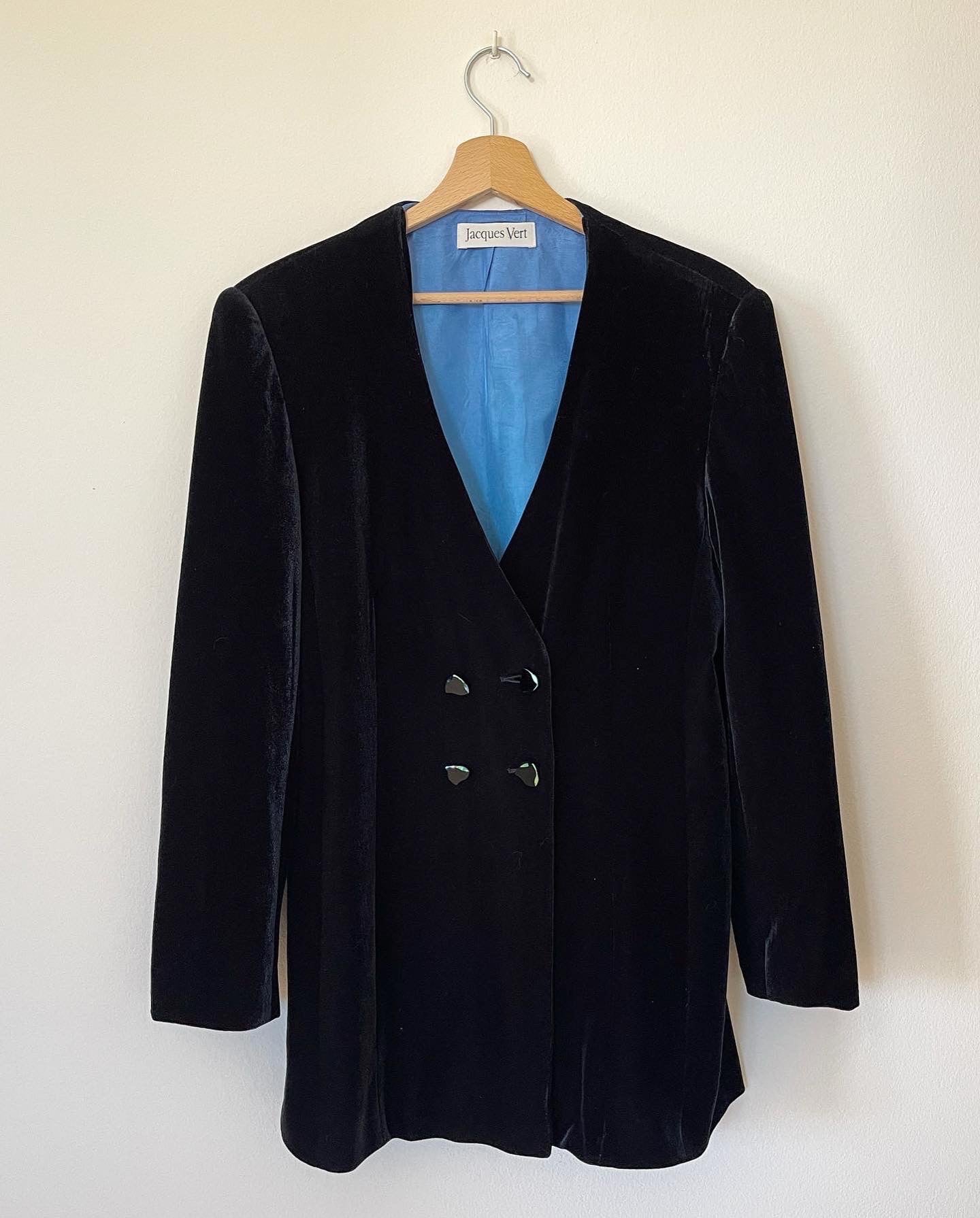 Vintage black velvet blazer Jacques Vert (80s)