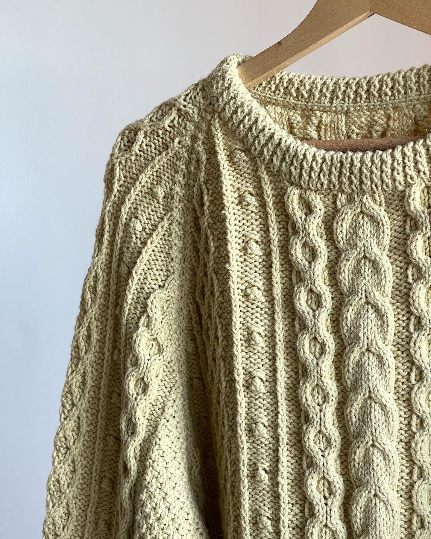 Vintage cable knit handmade woollen sweater