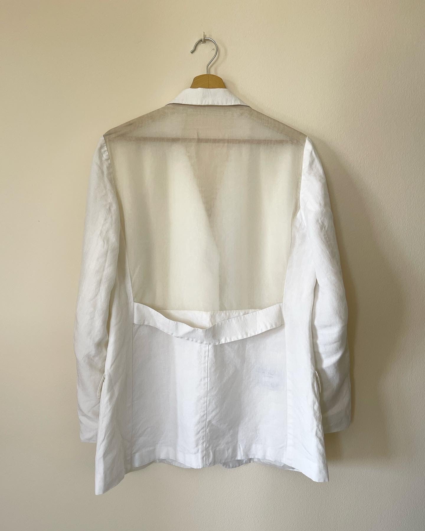 Incredible vintage linen blazer with sheer back from brand NVSCO