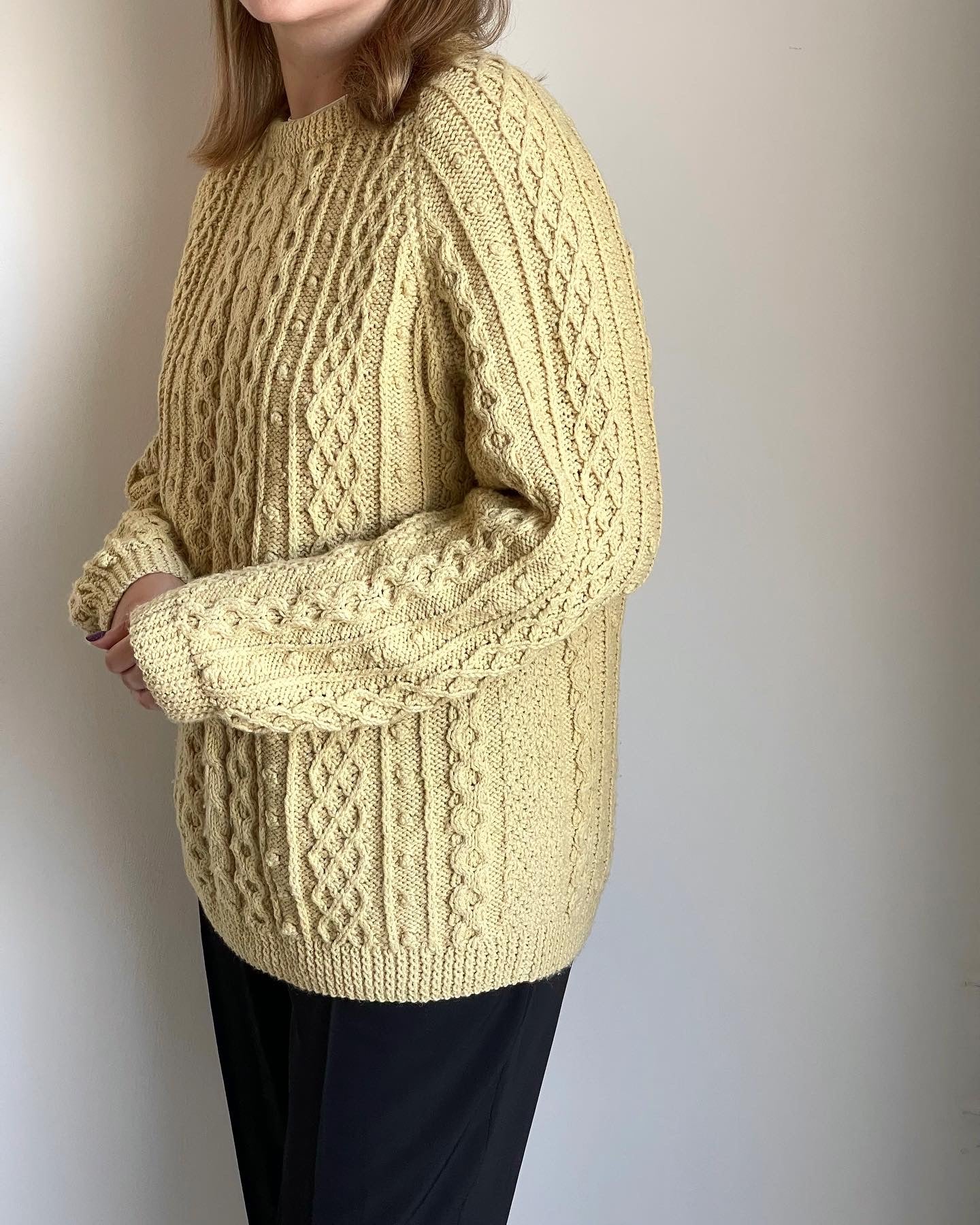 Vintage cable knit handmade woollen sweater