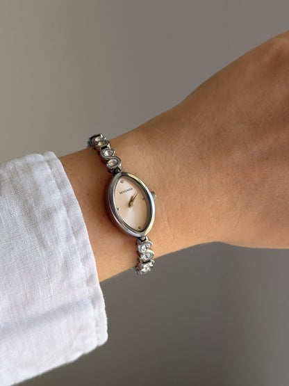 Vintage silver-tone watch Sekonda with crystals
