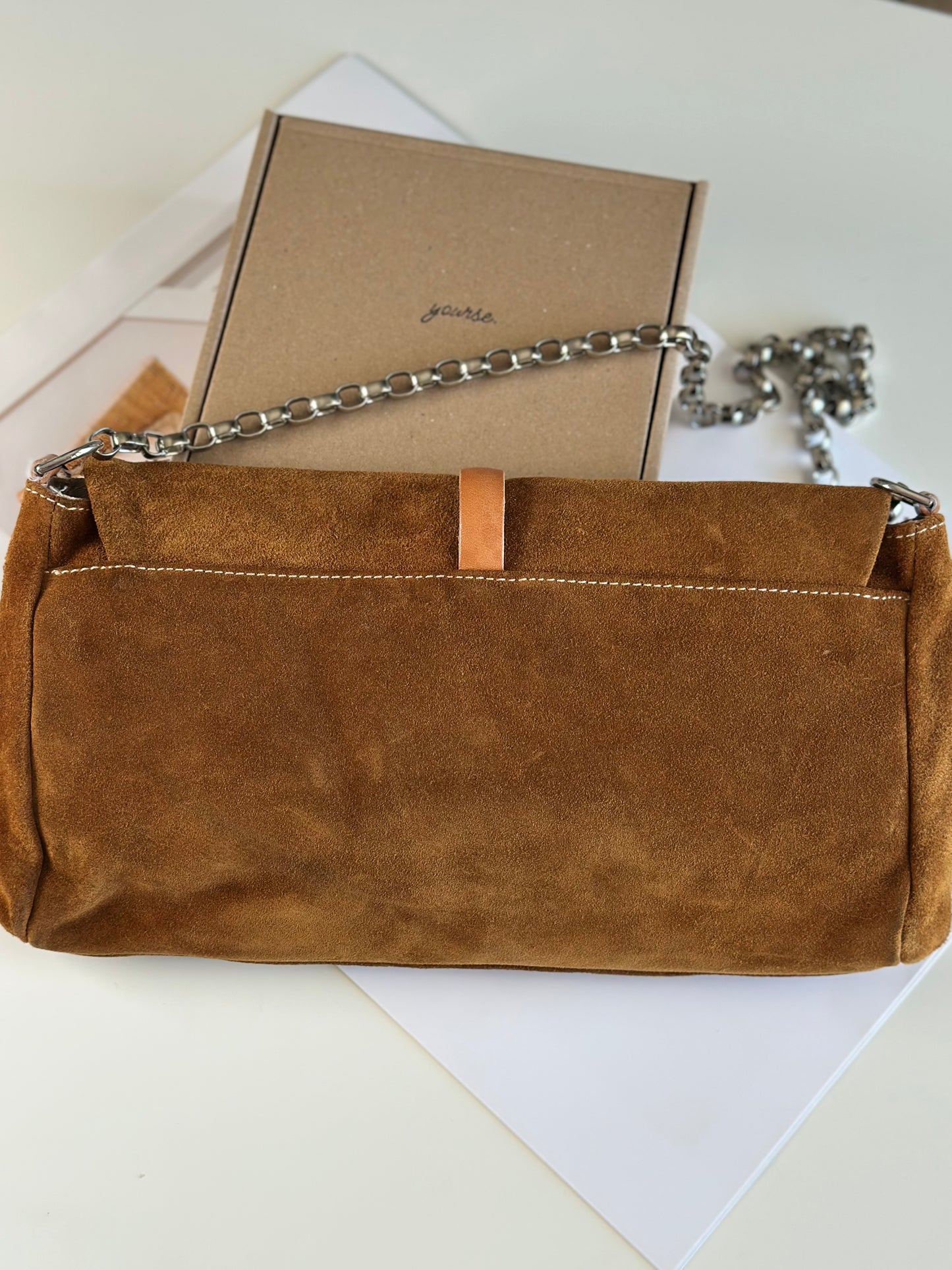 Beautiful caramel suede shoulder bag