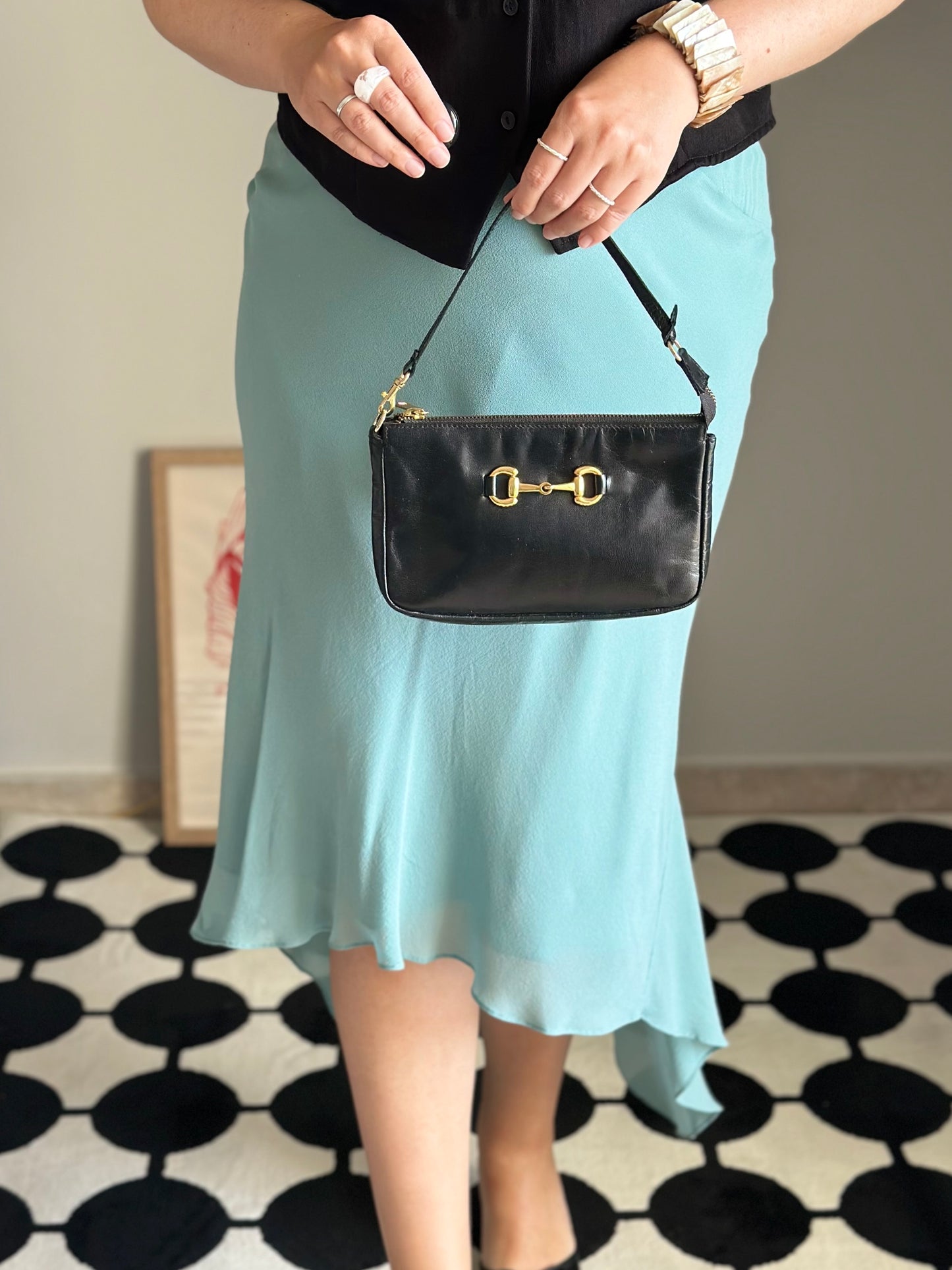 Asymmetrical silk turquoise skirt by Pearce Fionda brand