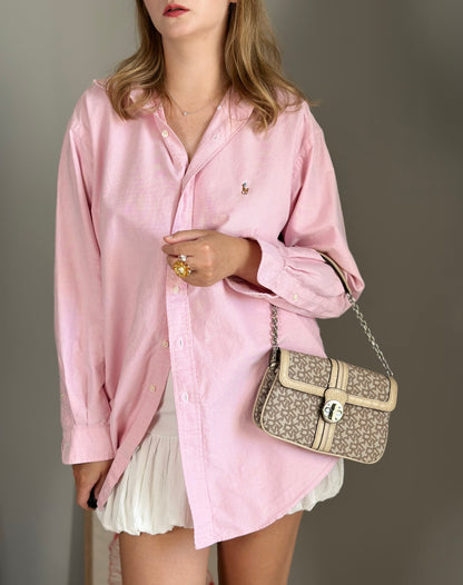 Sophisticated vintage DKNY beige shoulder bag from 2000s