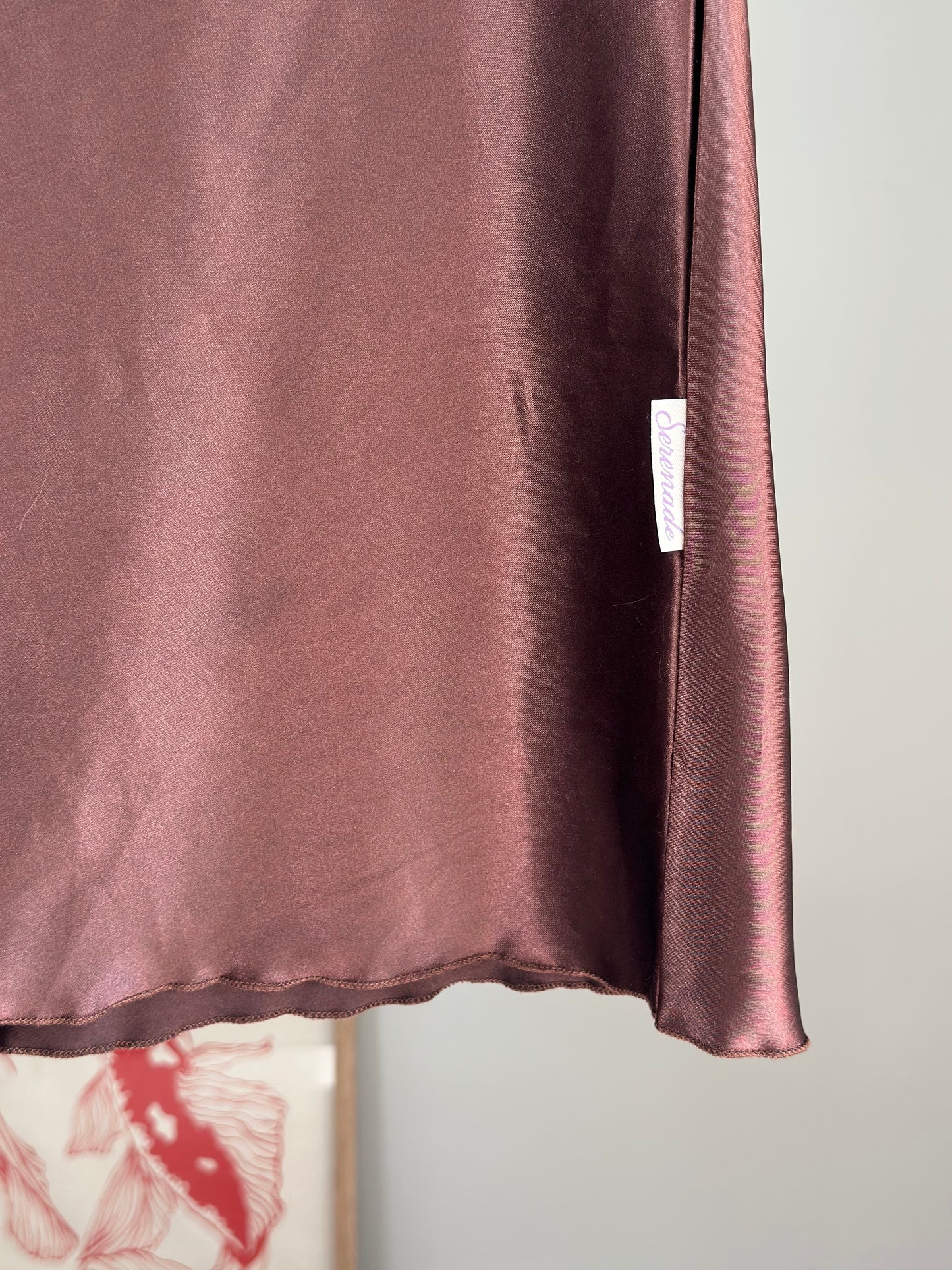 Elegant nightgown in rich brown satin