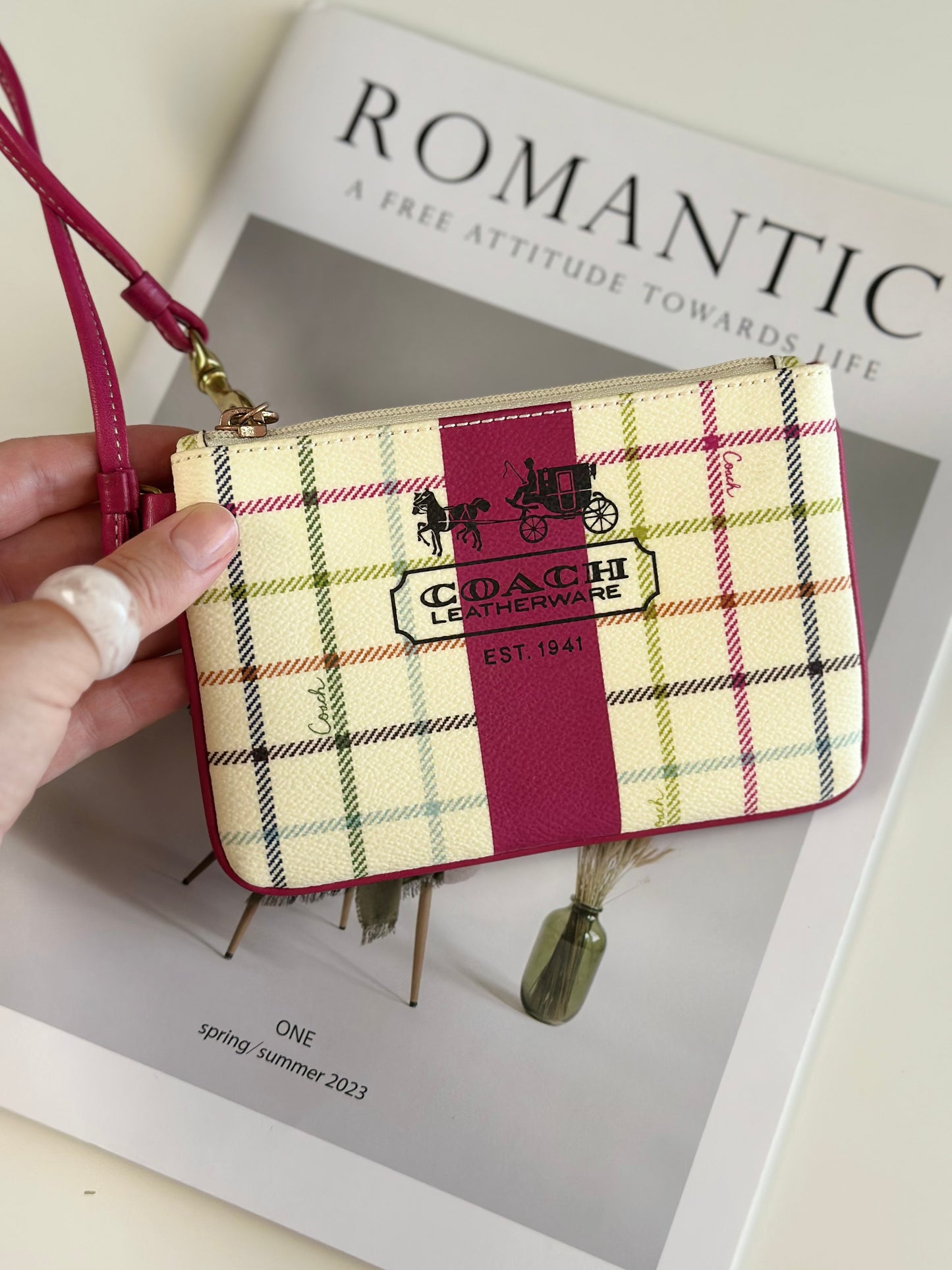 Lovely vintage Coach mini wristlet in playful plaid