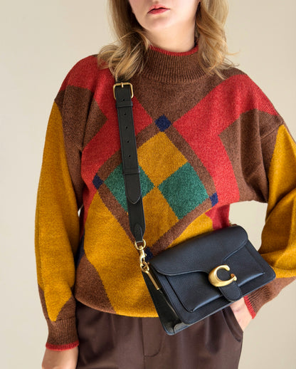 Vintage sweater in a vibrant argyle pattern