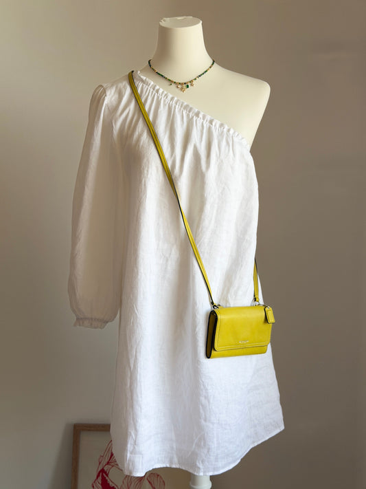 Minimalist one-shoulder linen dress