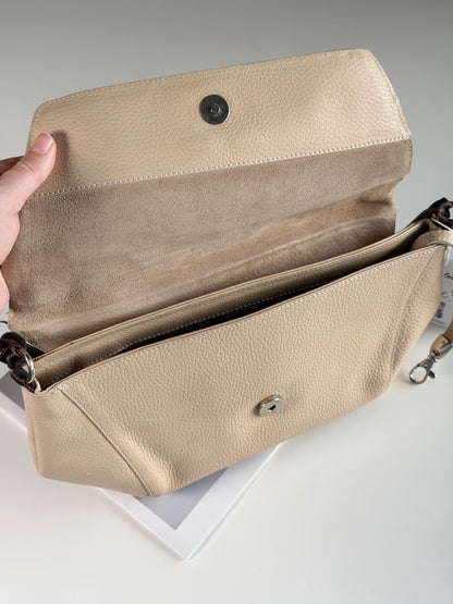 Sophisticated leather beige bag (made in Spain)